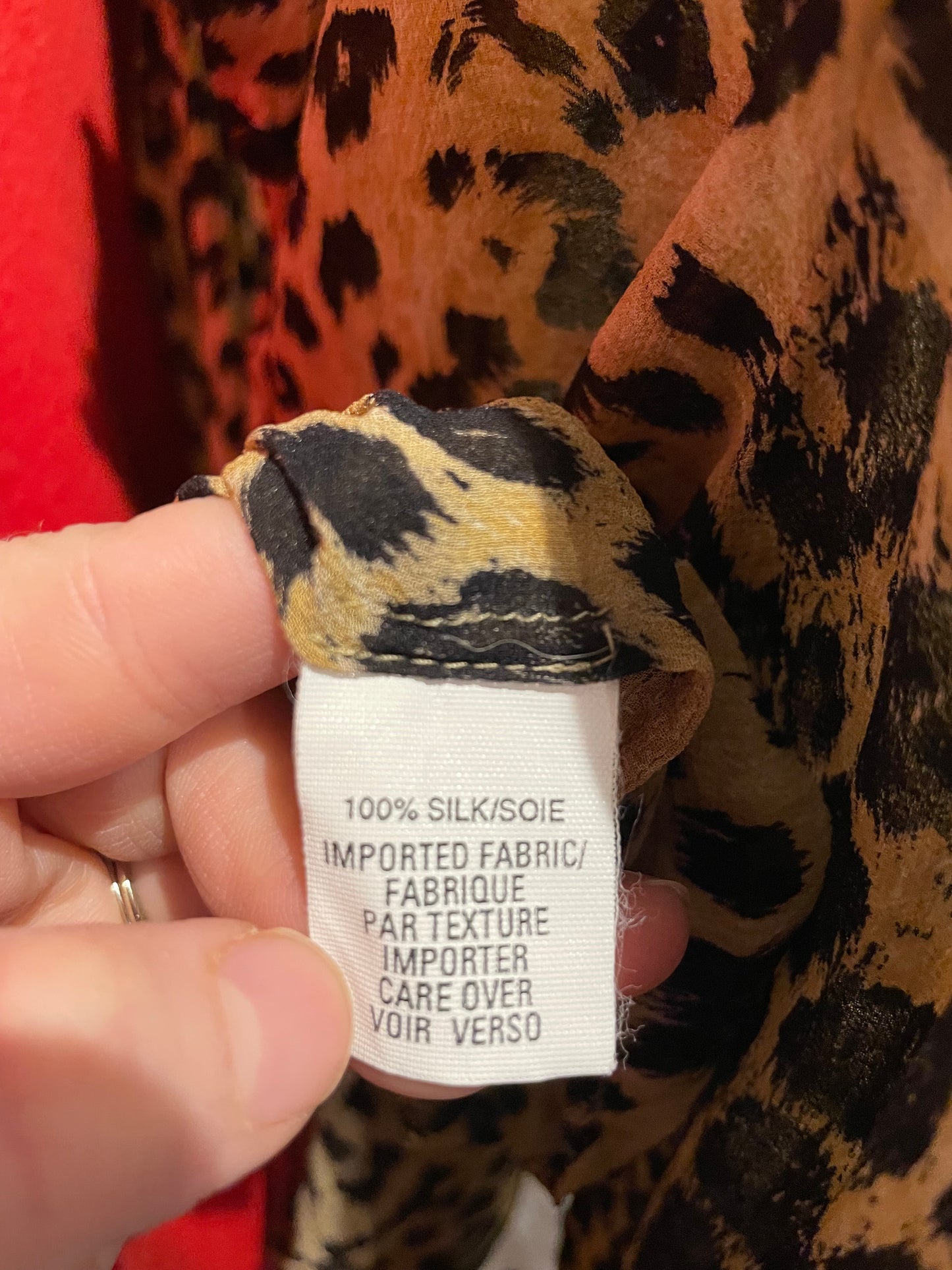 Anne Klein Silk Leopard Button-Up Blouse – Size 10