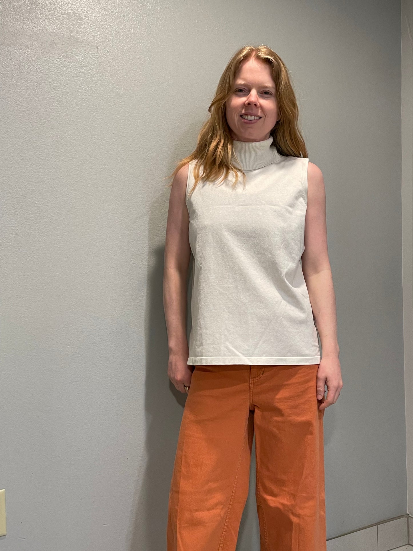 Additions by Chico’s Cream Sleeveless Mock Neck Knit Top – Size 2