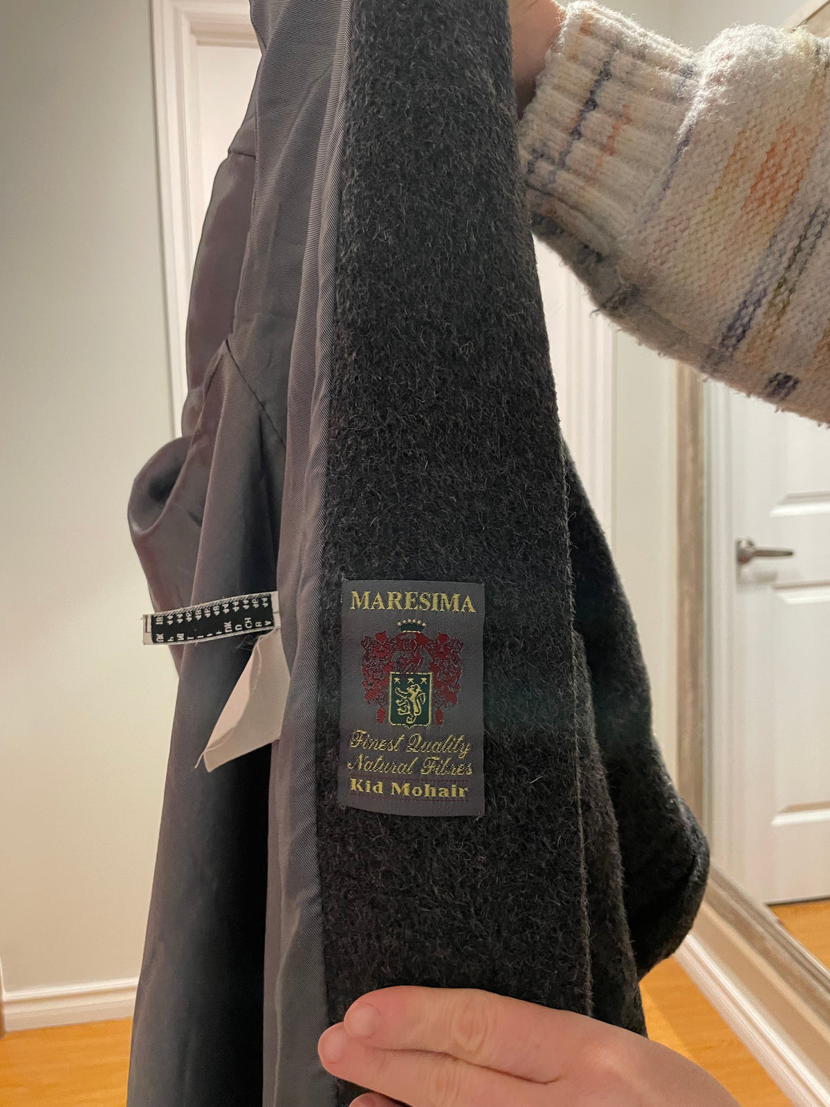Walker Classic Fashion Charcoal Kid Mohair Long Coat – Size 14-16