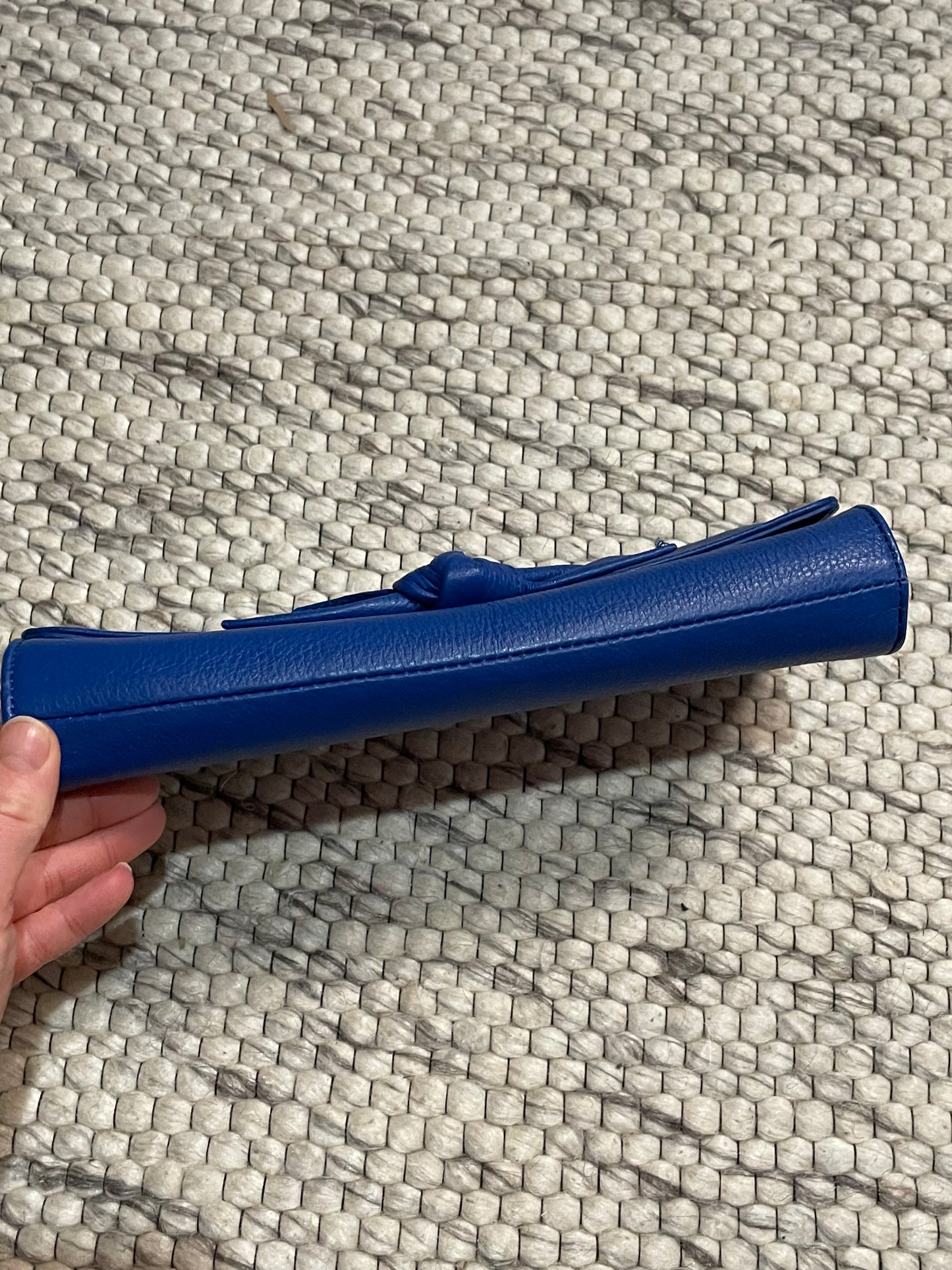 Talbots Cobalt Blue Leather Bow Clutch Wallet
