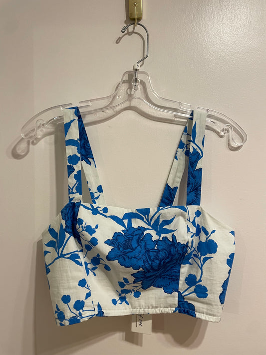 C By One Blue & White Floral Cotton Crop Top NWT  – Small