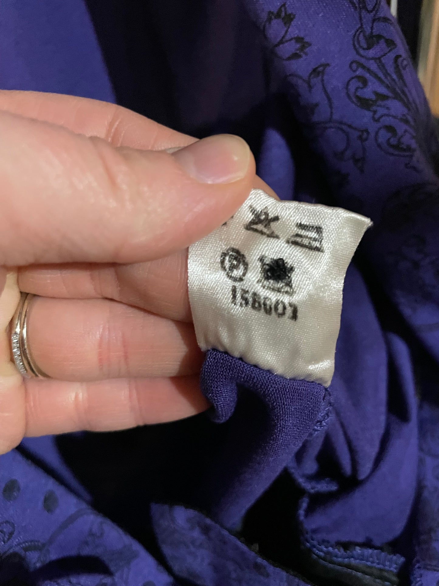 Principles Purple Printed Drape-Front Top – Size Medium