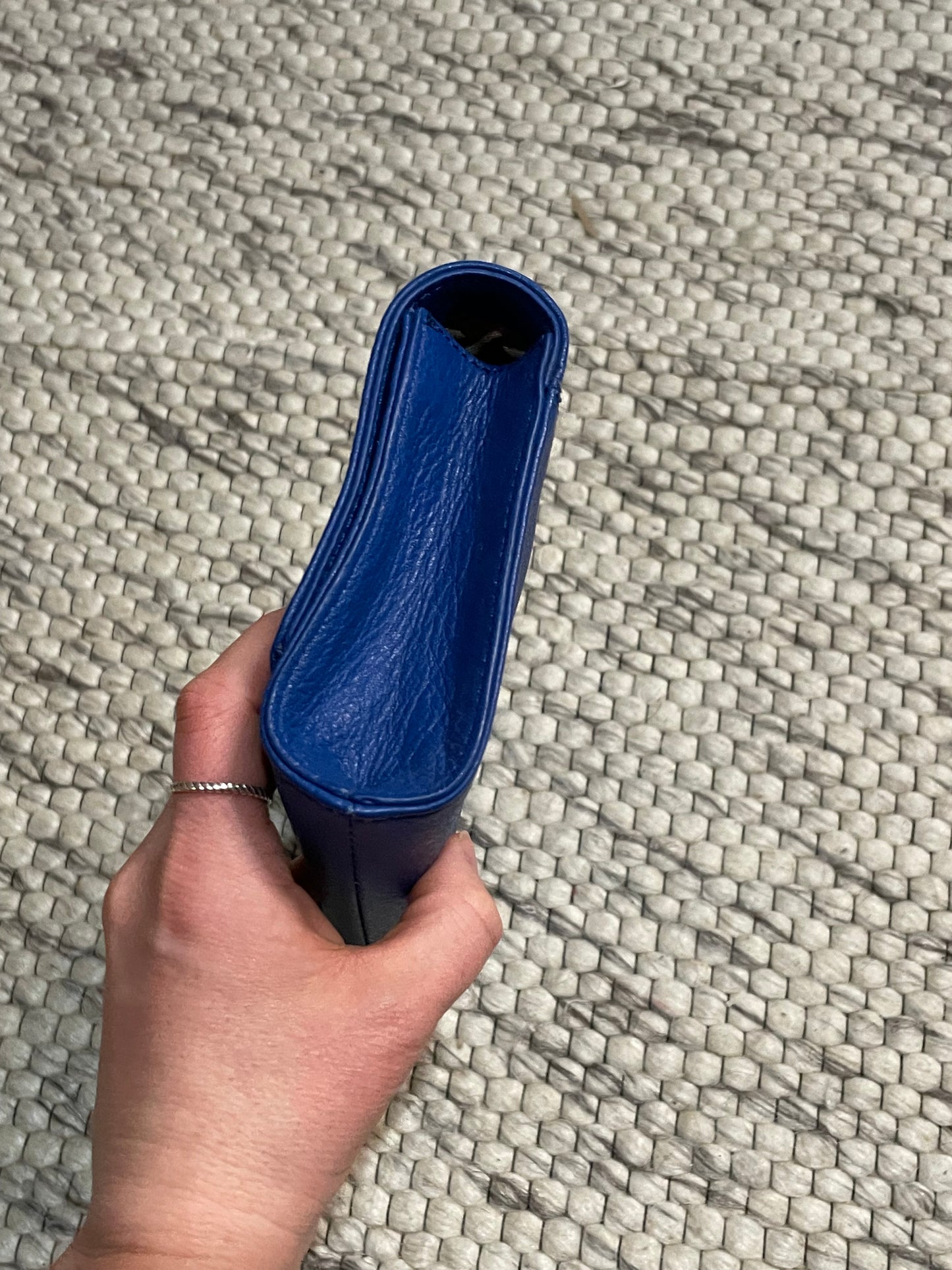 Talbots Cobalt Blue Leather Bow Clutch Wallet