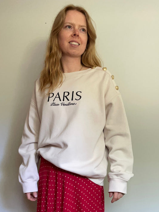 H&M Beige Paris Place Vendôme Fleece-Lined Sweatshirt – Large/XL