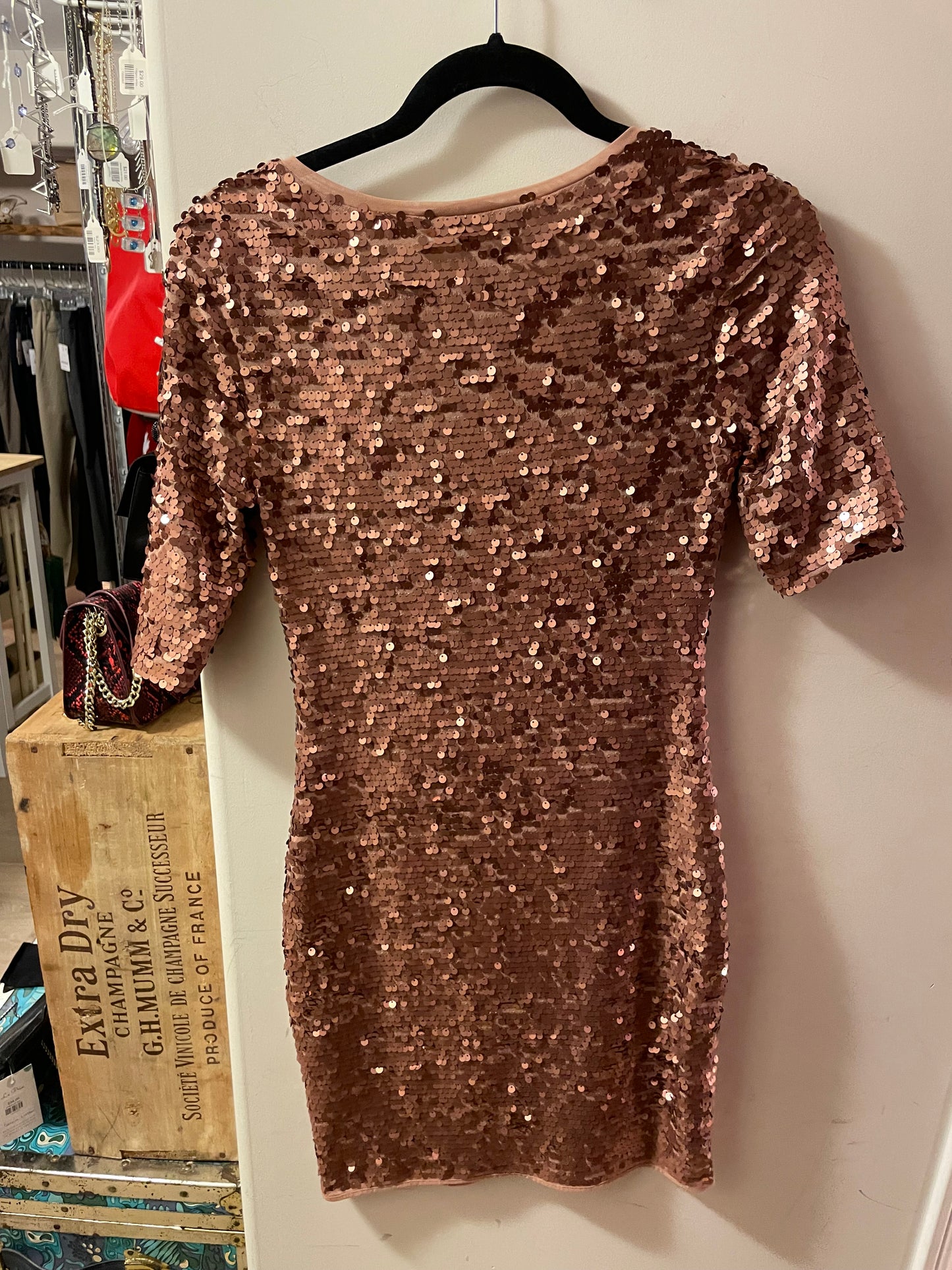 BCBG Bronze Sequin Party Dress - Small