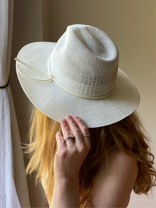 Ivory Structured Woven Sun Hat