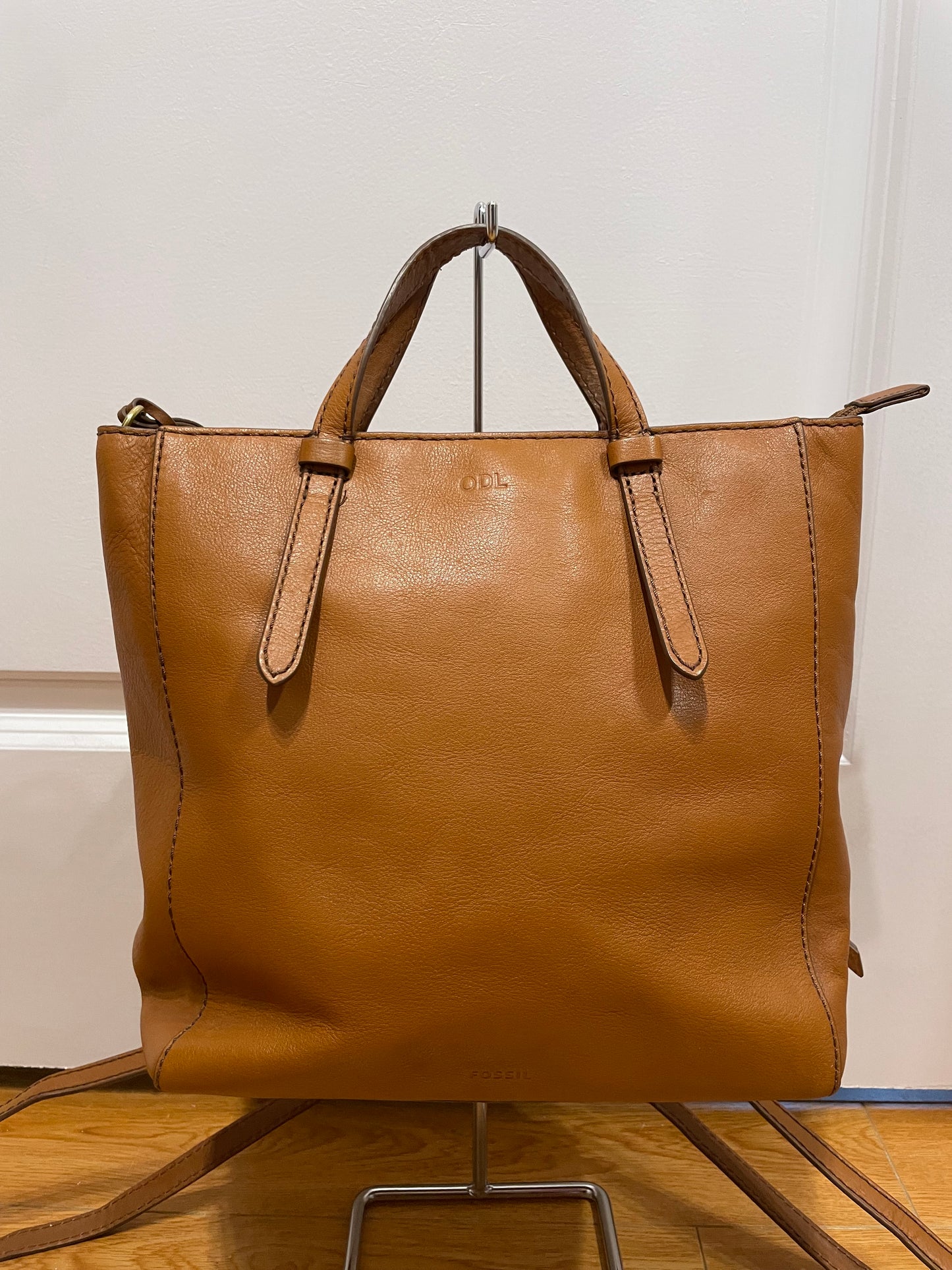 Fossil Tan Leather Convertible Backpack Tote