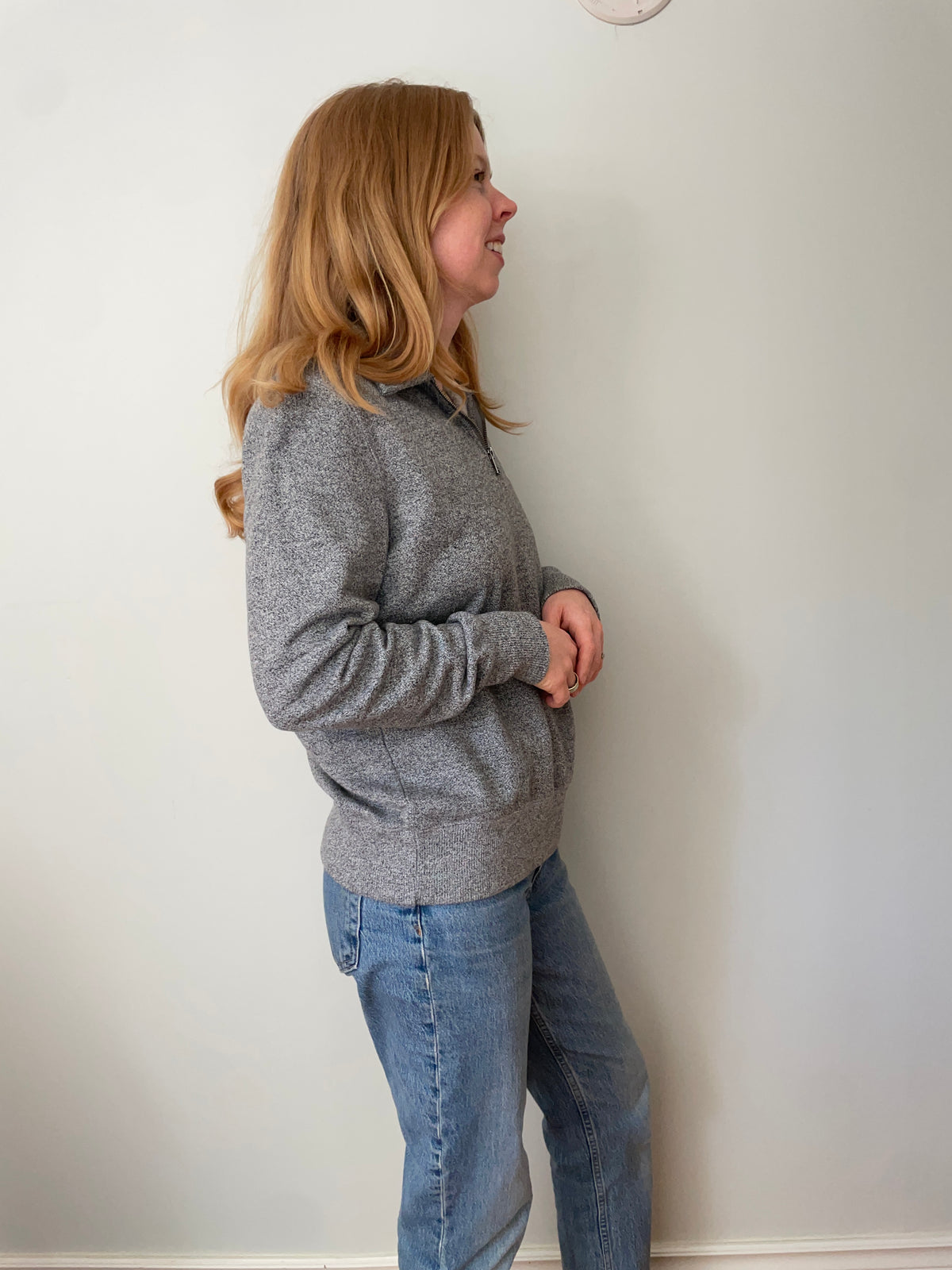 Roots Grey Salt & Pepper Quarter-Zip Sweatshirt – Medium