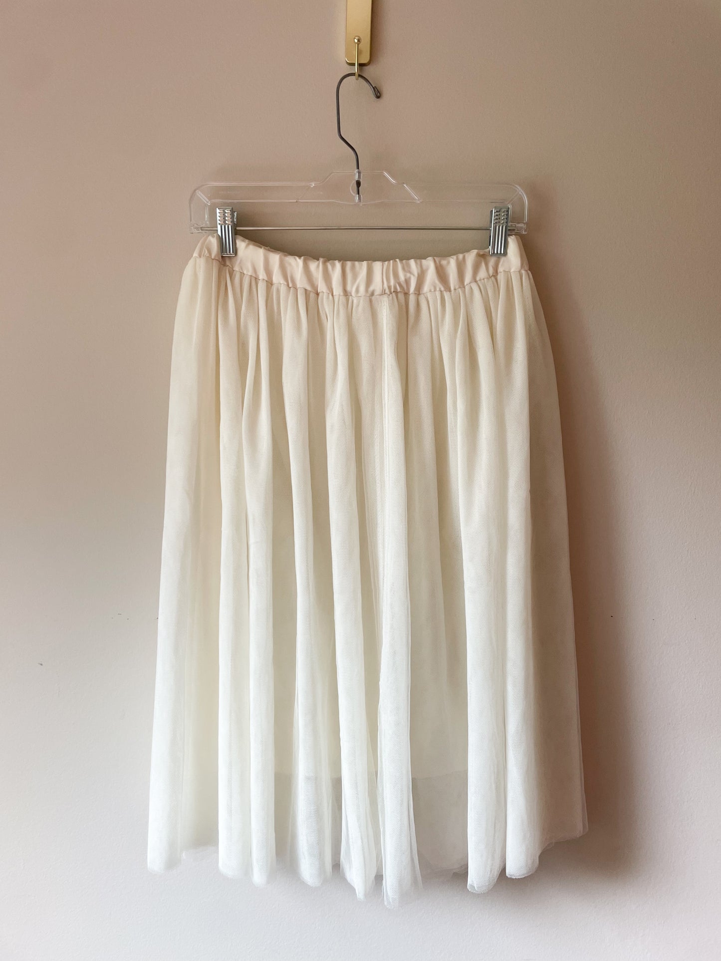 Cream Tulle Midi Skirt - S/M