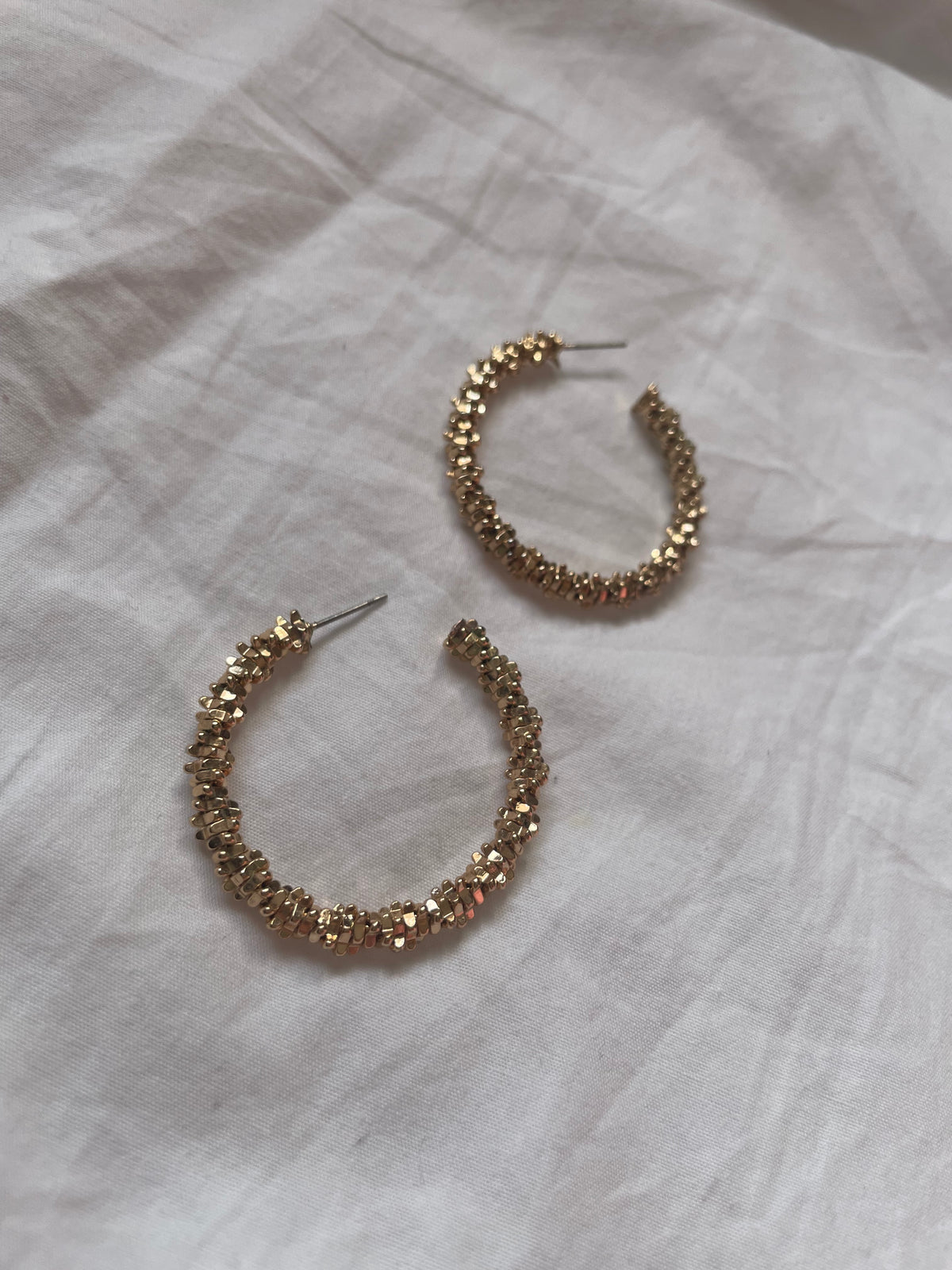 Gold-Tone Textured Hoop Earrings