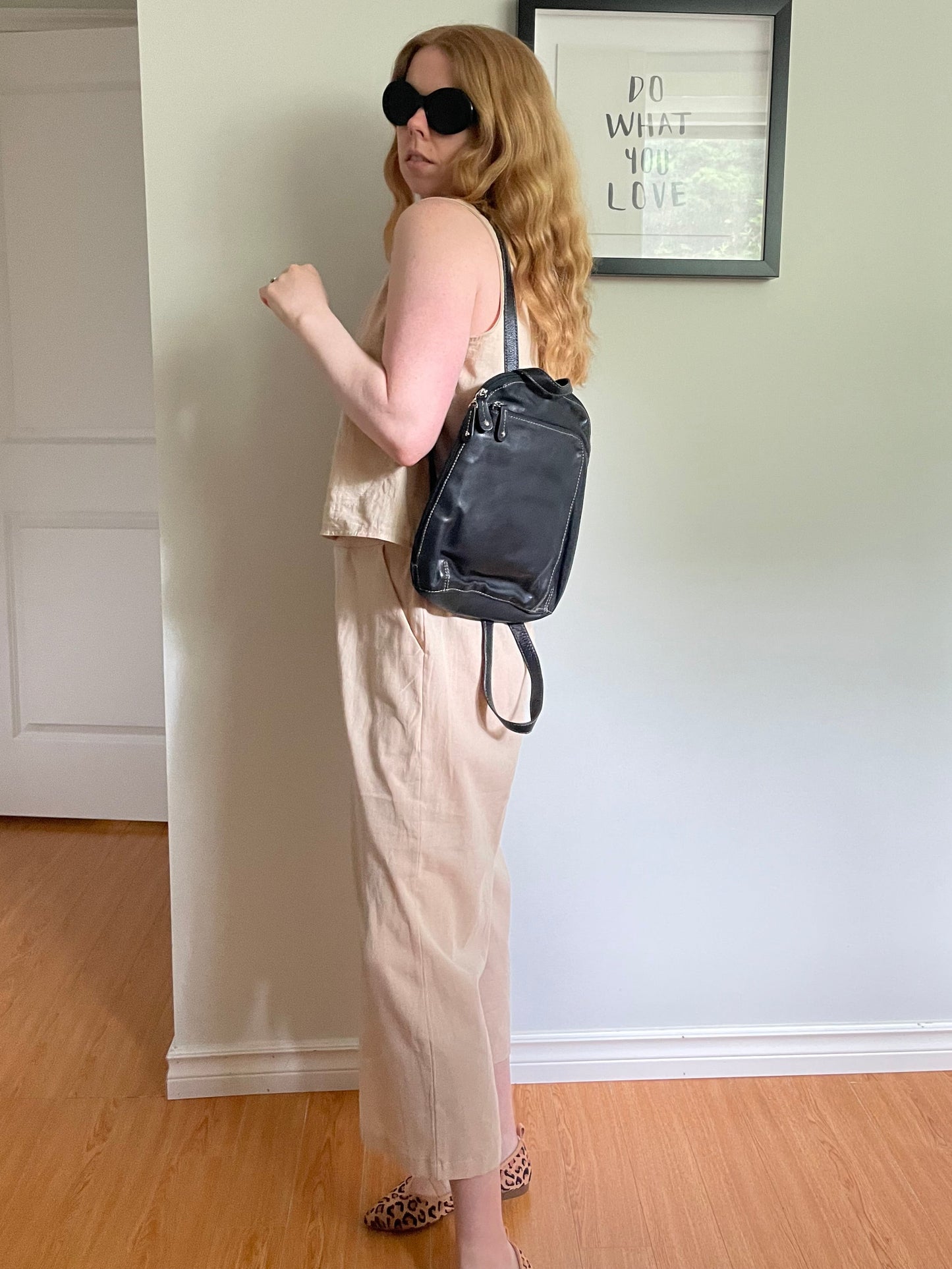 Tignanello Black Leather Mini Backpack Purse
