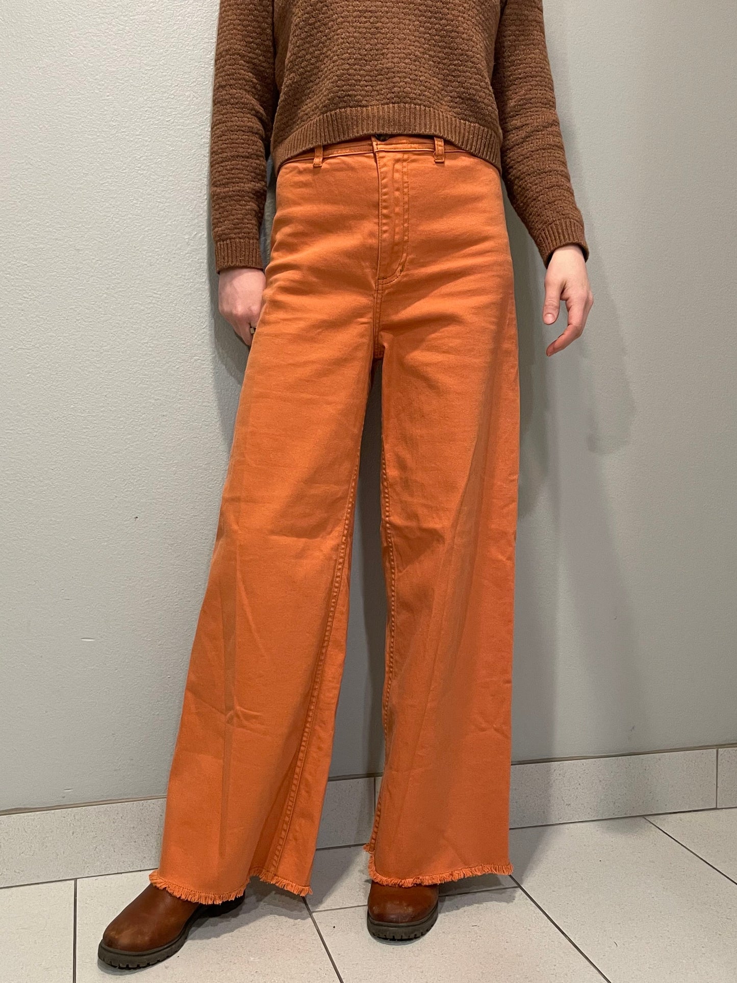Billabong Rust Orange Wide-Leg Cotton Pants – Size 28
