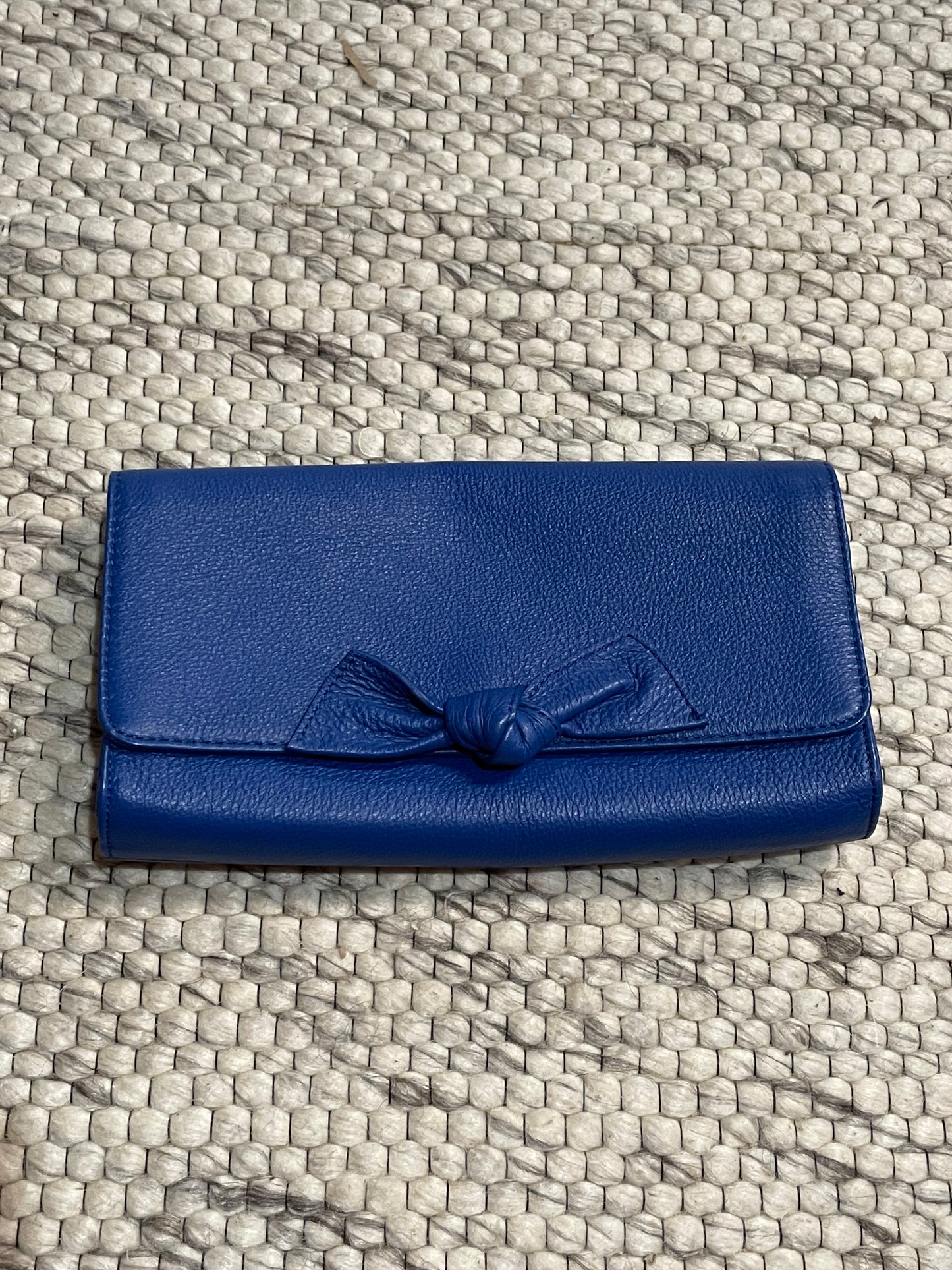 Talbots Cobalt Blue Leather Bow Clutch Wallet