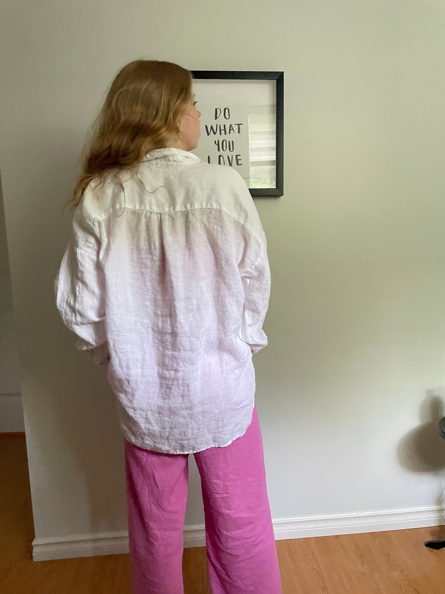 Spanner – White 100% Linen Oversized Popover Tunic Shirt - Medium
