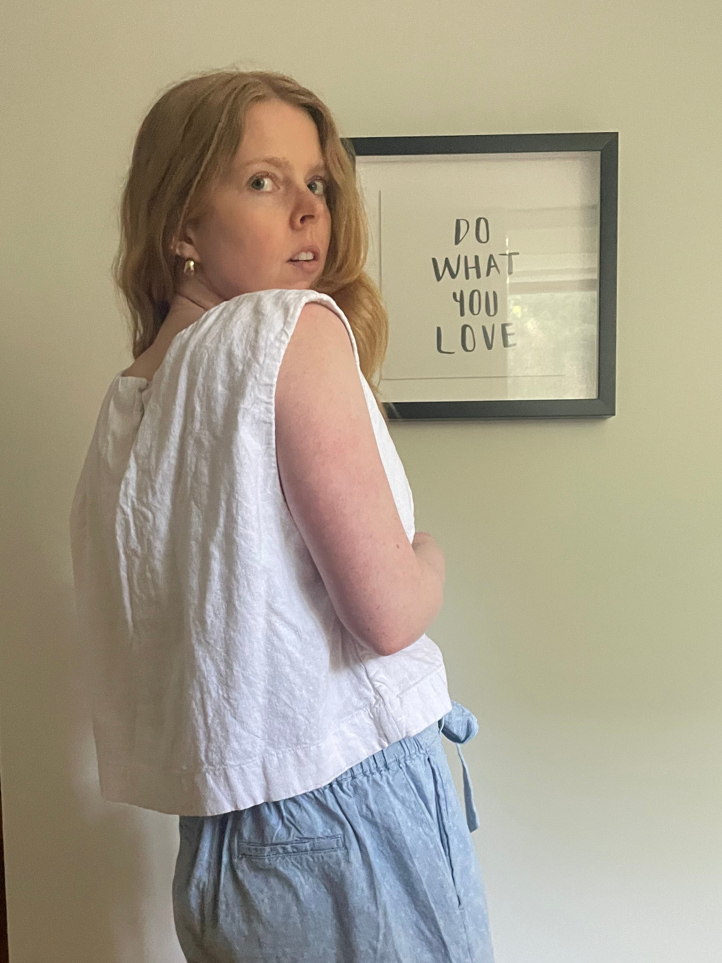 Abercrombie & Fitch White Linen Blend Sleeveless Top - XL