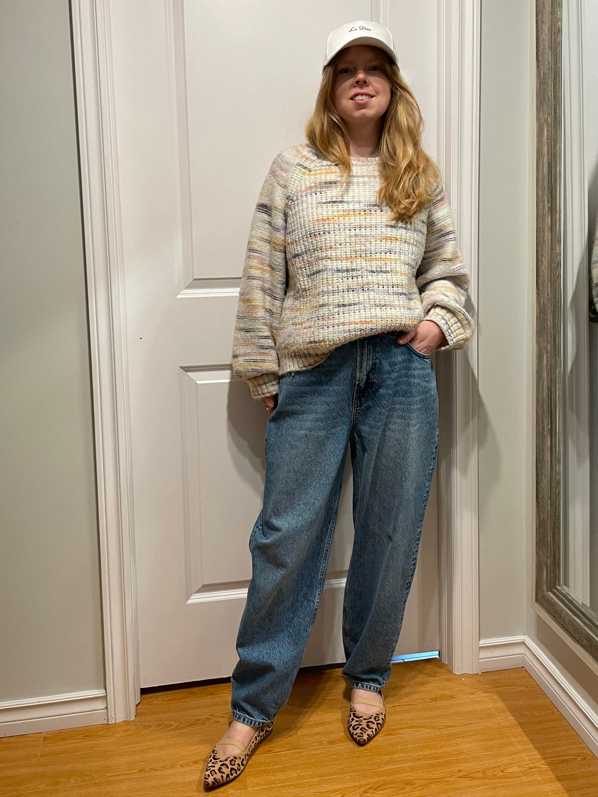 FDJ French Dressing Jeans Cream Multi-Colour – Balloon Sleeve Knit Sweater – Medium