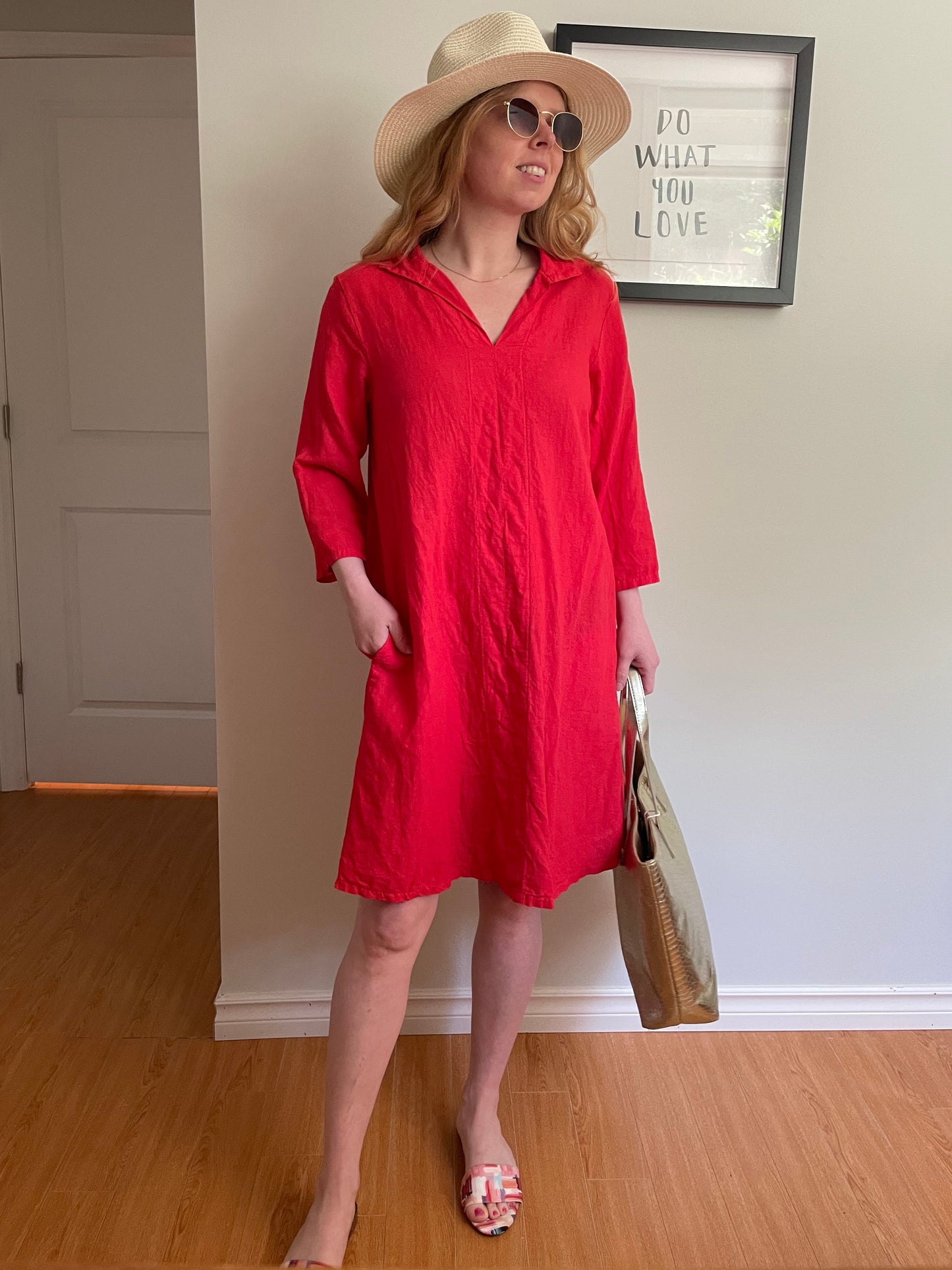 Terzo Millennio Red Italian Linen Shift Dress – Medium