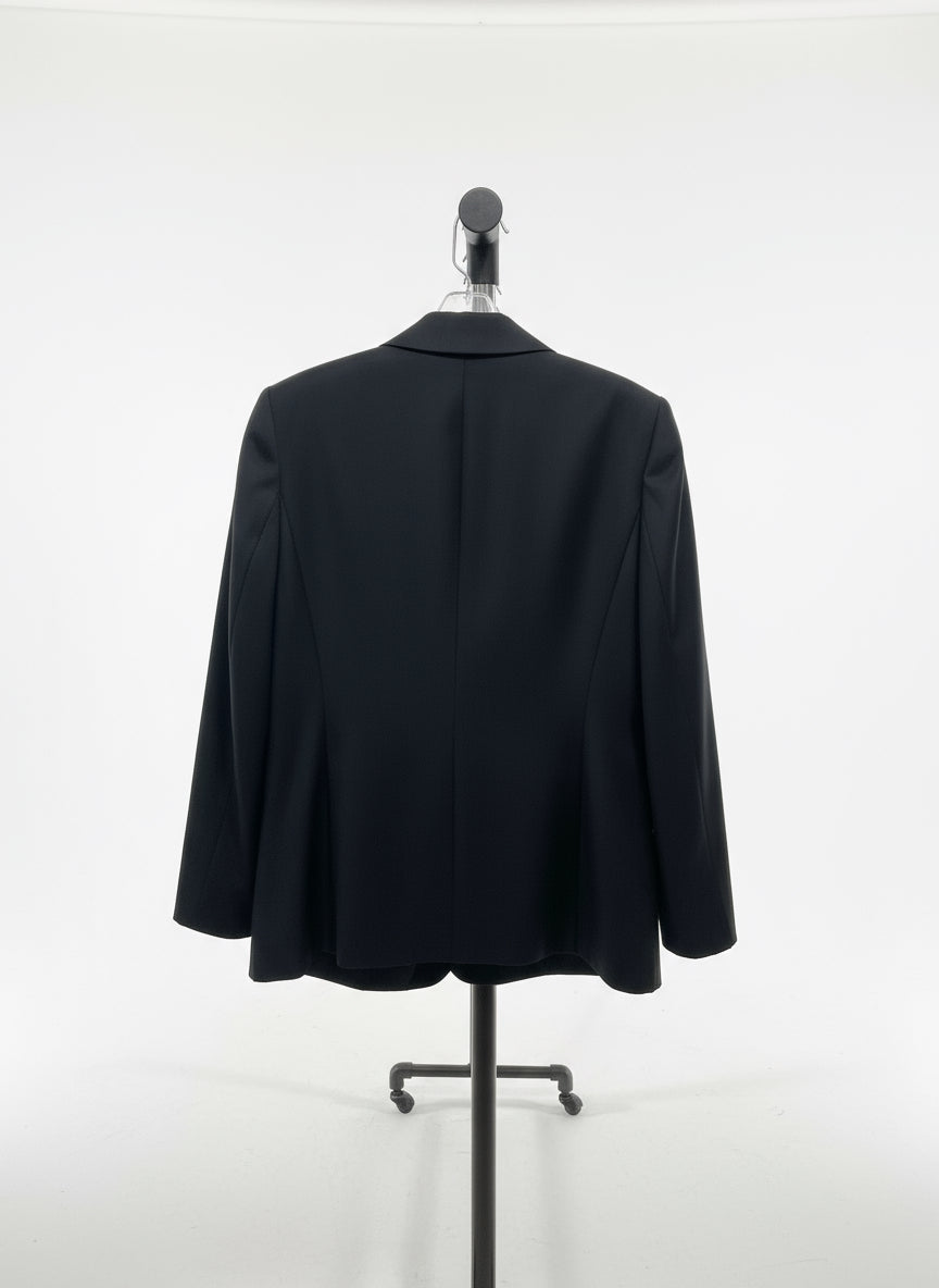Vintage Black Blazer with Slightly Cropped Sleeves – Size Medium