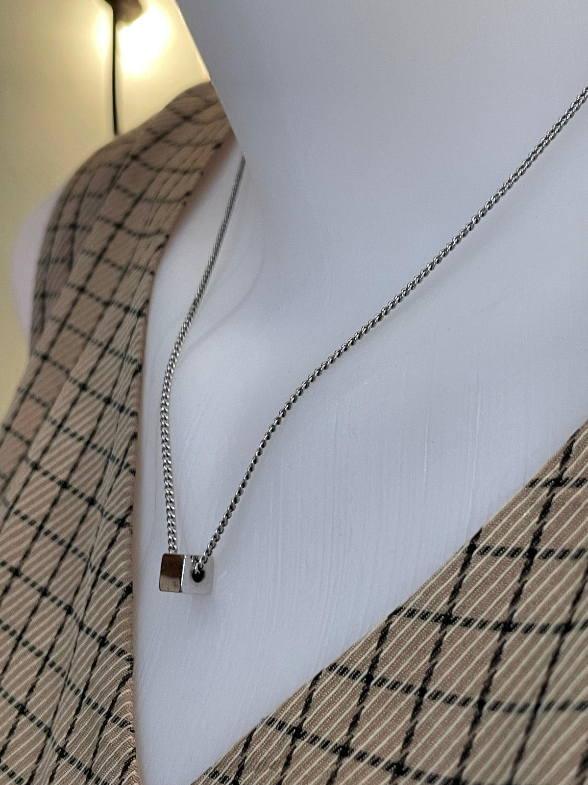 Avon Silver-Tone Square Pendant Necklace