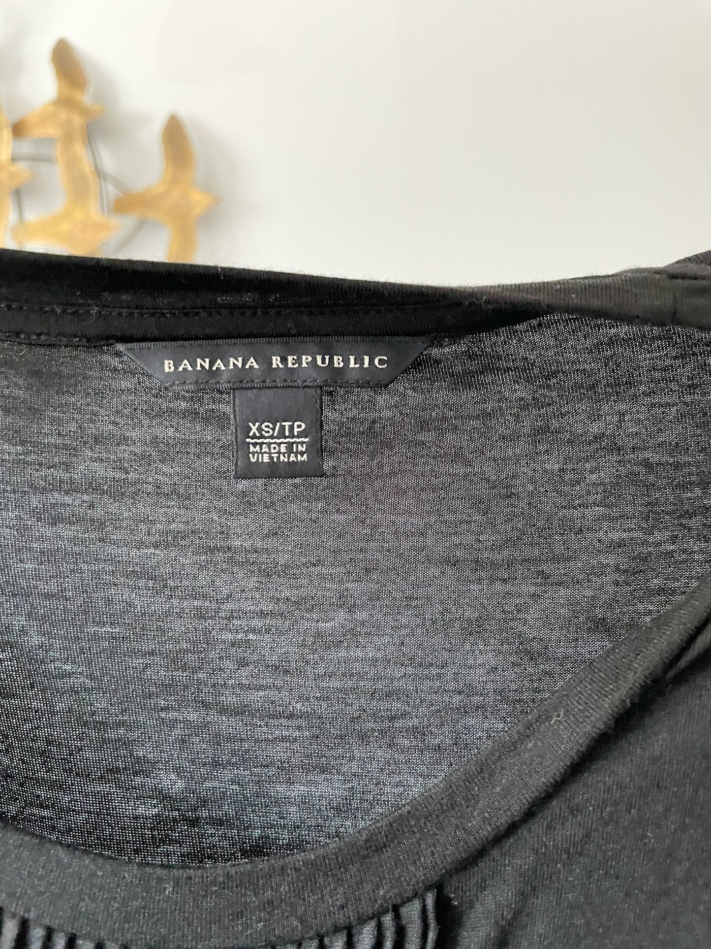 Banana Republic Black Jersey Babydoll Ruffle Sleeve TENCEL™ Blend Top - XS/S