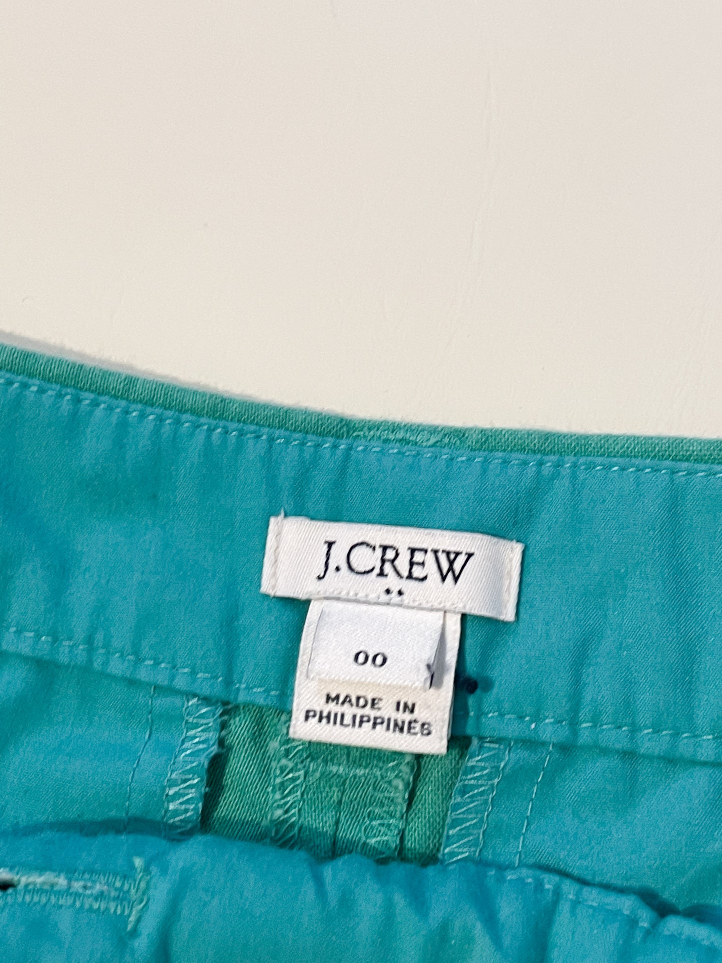 J. Crew Green Scalloped Linen Cotton Shorts - Size 00