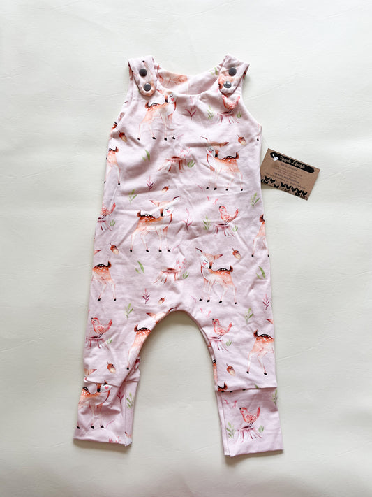 Light Pink Deer Woodland Grow-With-Me Baby Jumpsuit - 3 - 12 Months
