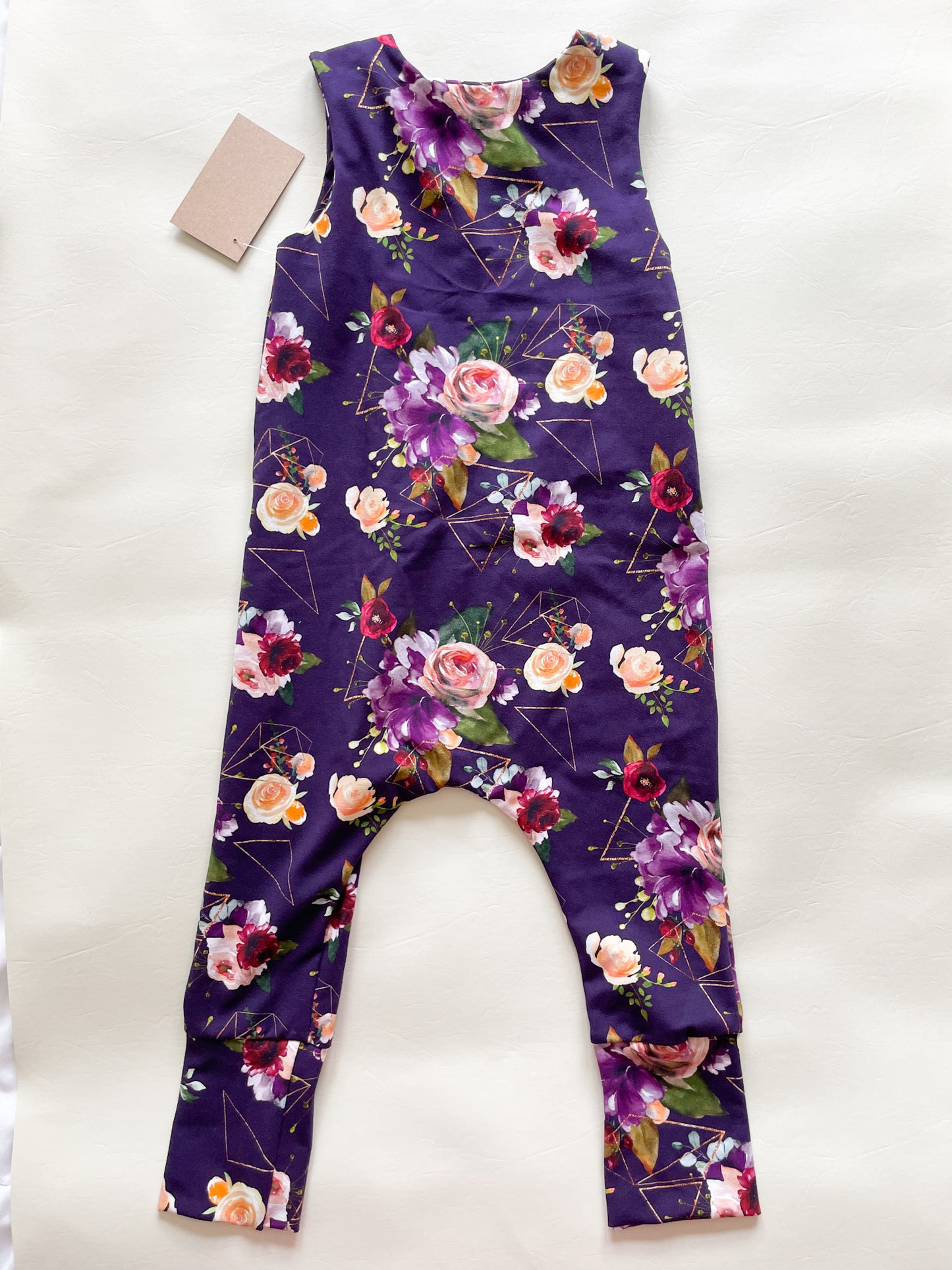Dark Floral Geometric Grow-With-Me Toddler Jumpsuit - 6 Months to 3 Years