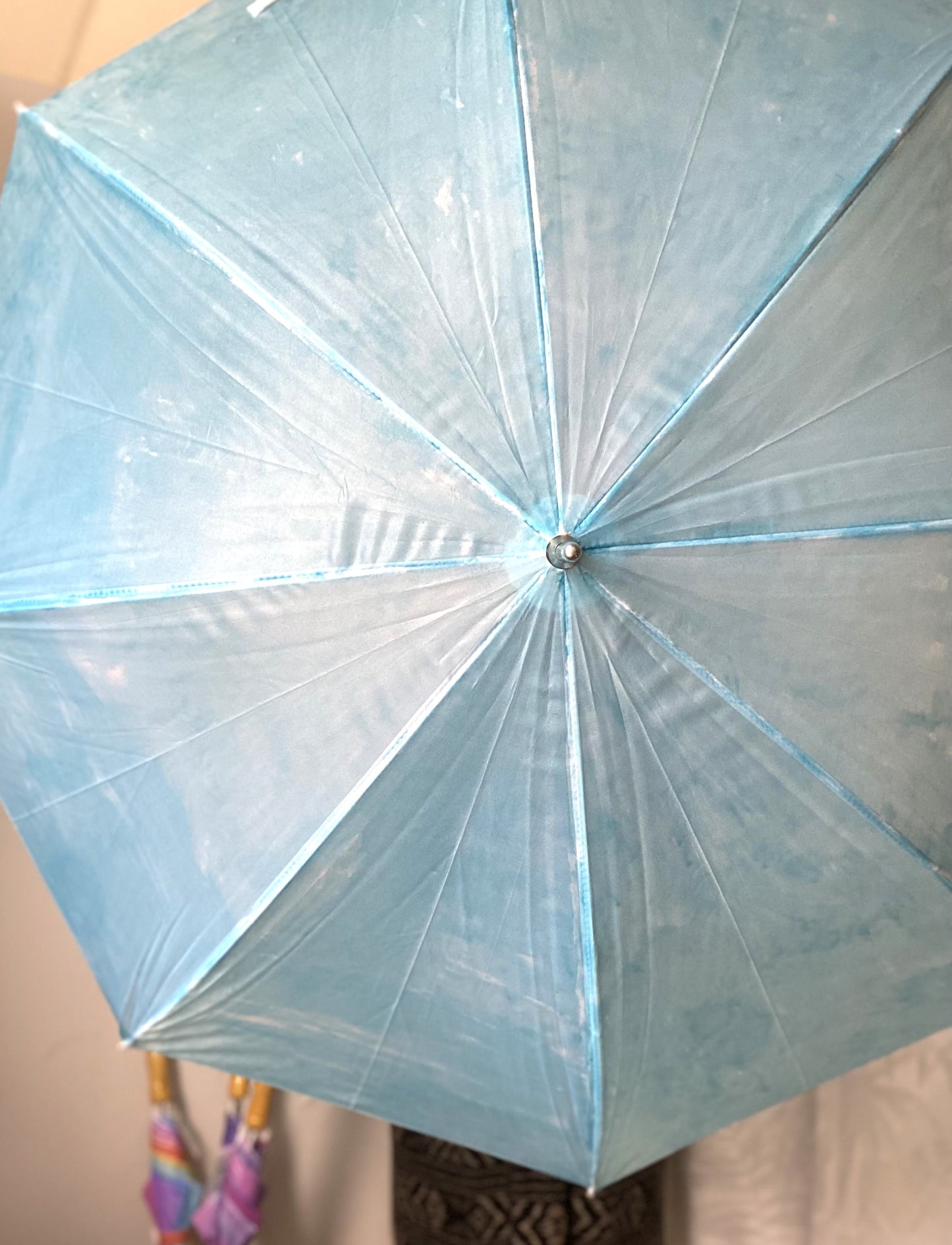 Blue Skies Upcycled Hand Dyed Umbrella