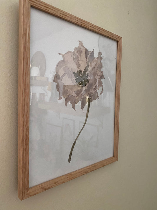 8.5" x 10.5 Wooden Framed Watercolor Flower Art Print