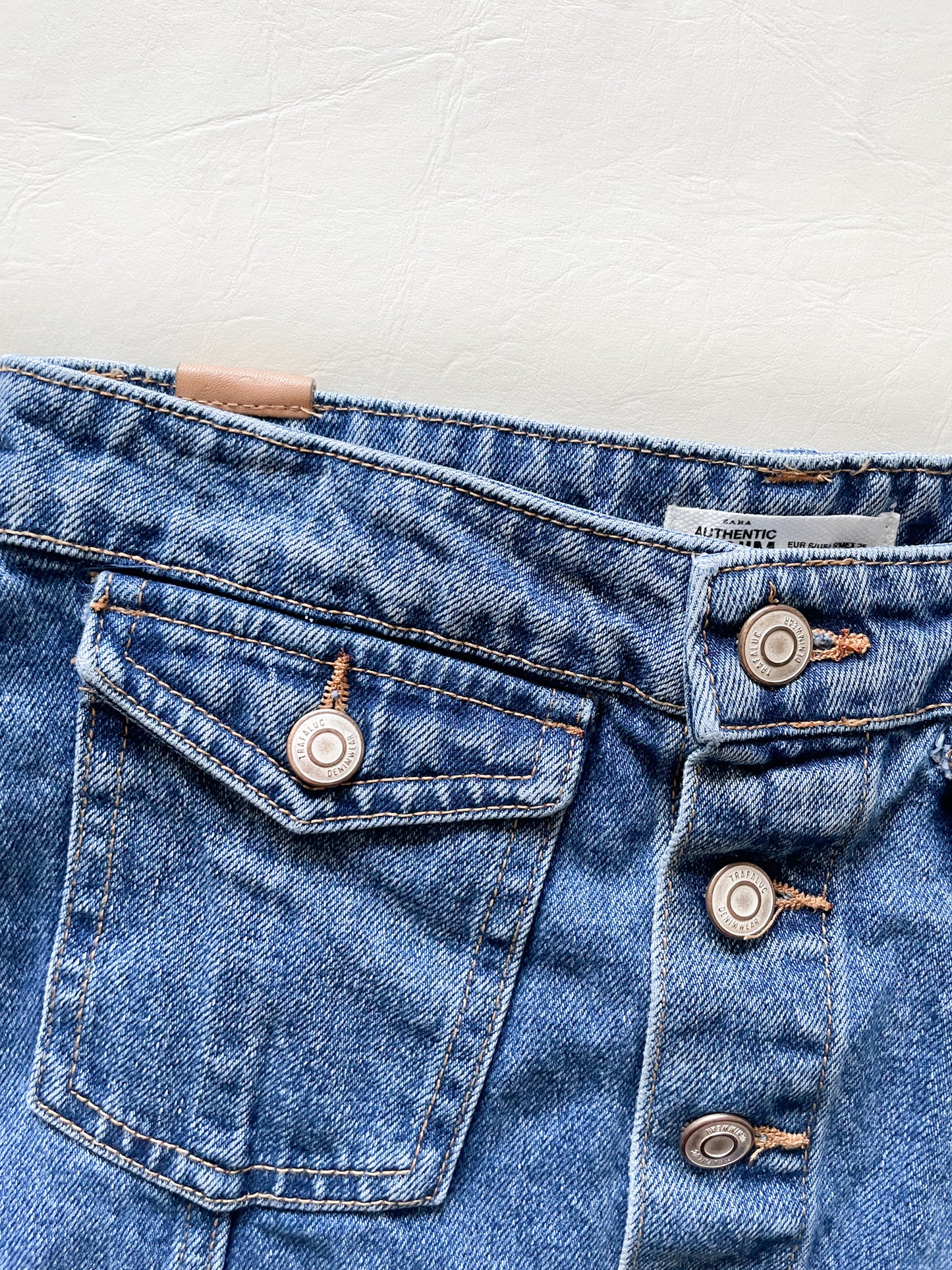 Zara Trafaluc Buttonfront Cutoff 100% Cotton Denim Skirt - Small