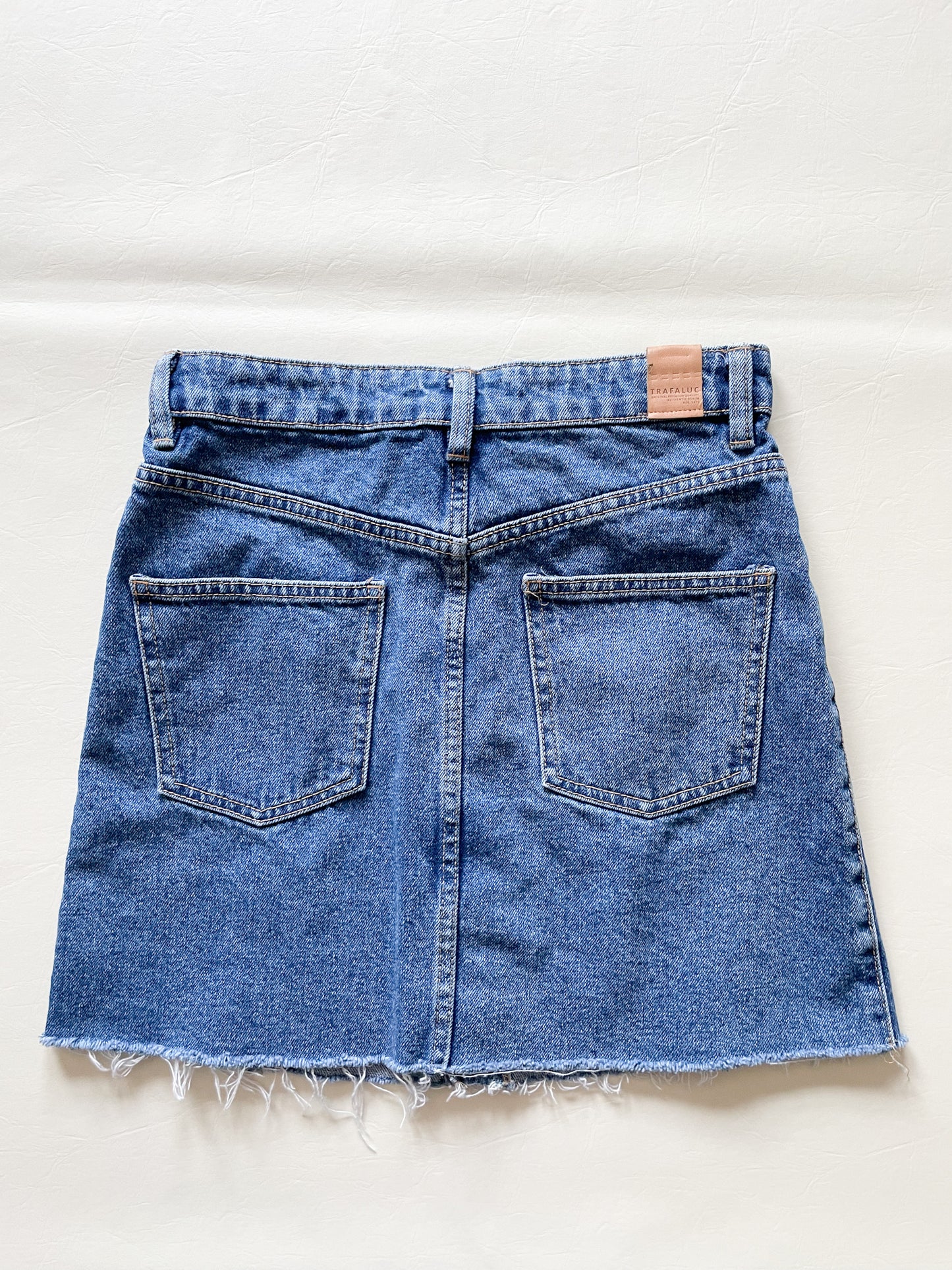 Zara Trafaluc Buttonfront Cutoff 100% Cotton Denim Skirt - Small