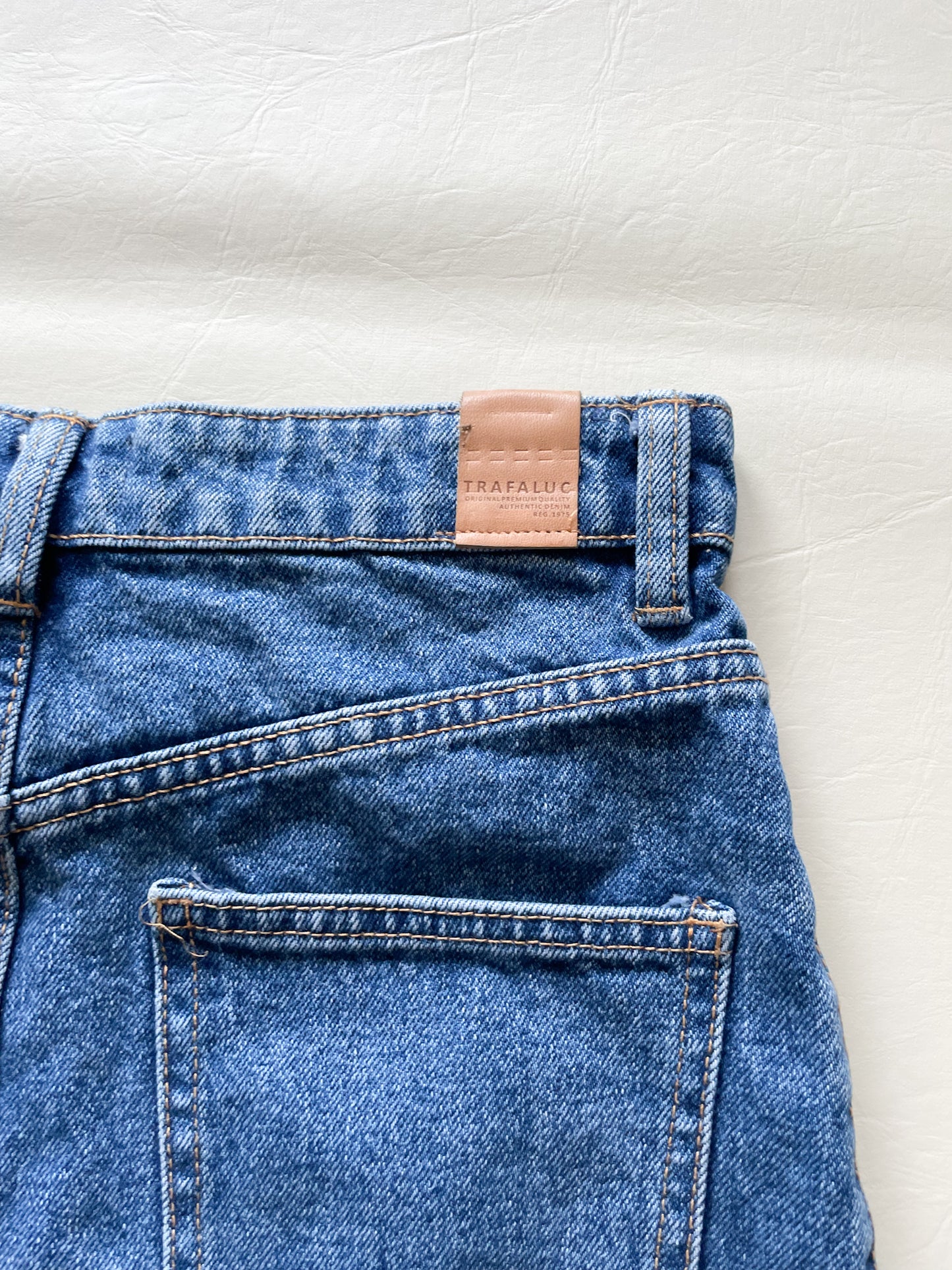 Zara Trafaluc Buttonfront Cutoff 100% Cotton Denim Skirt - Small