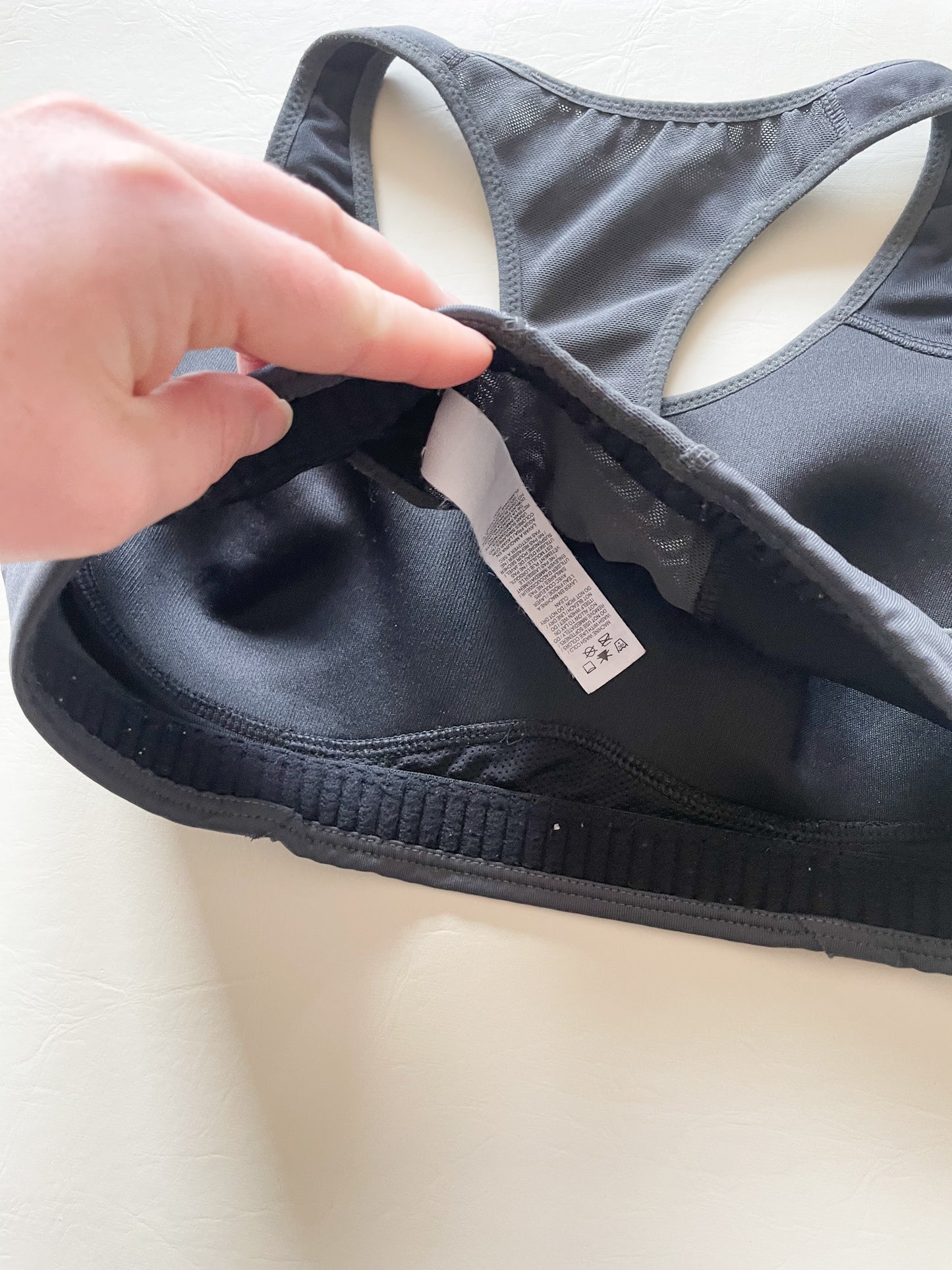 Nike Swoosh Dri-Fit Grey Recycled Polyester Sports Bra - XS
