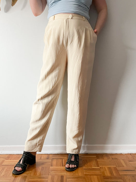 ERMENEGILDO ZEGNA Black High Rise Wool Trousers Pants - Size 14
