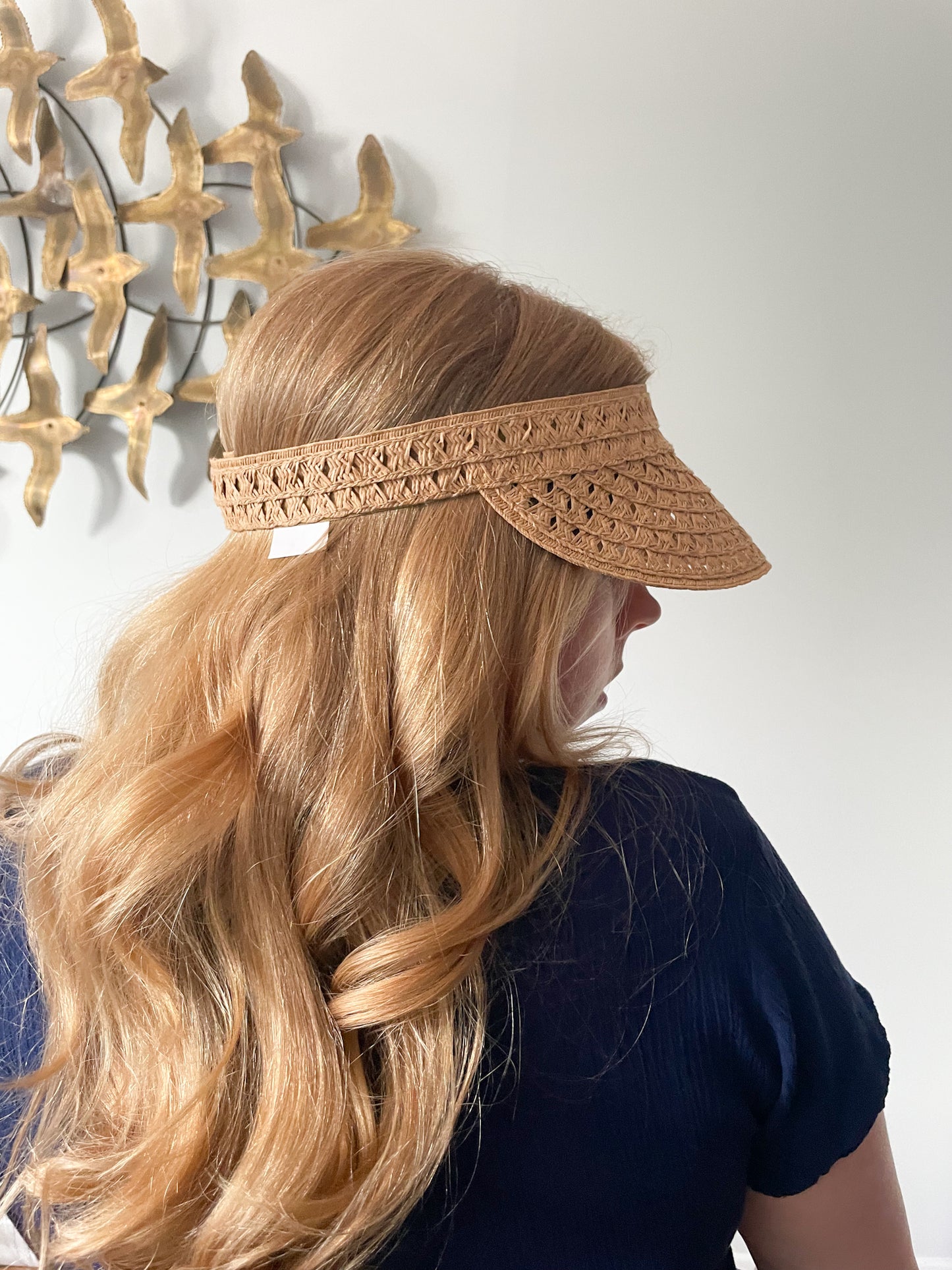 Sun Visor Straw Hat with Velcro Strap