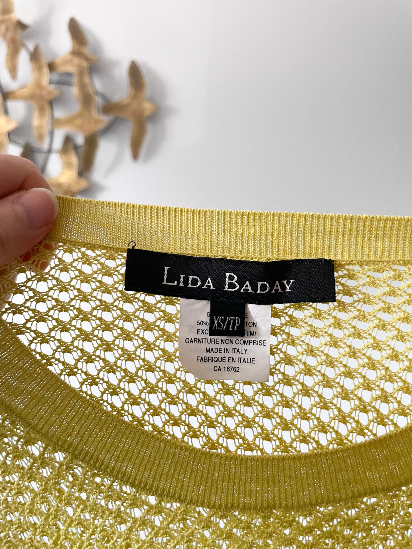 Lida Baday Chartreuse Silkd Cotton Knit Cutout Top - XS/S