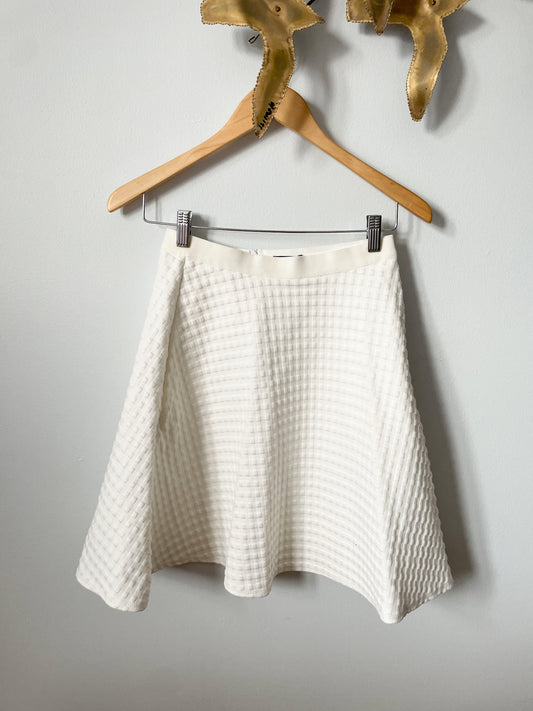 Theory White A-Line Checker Knitted Skirt with Pockets - XS