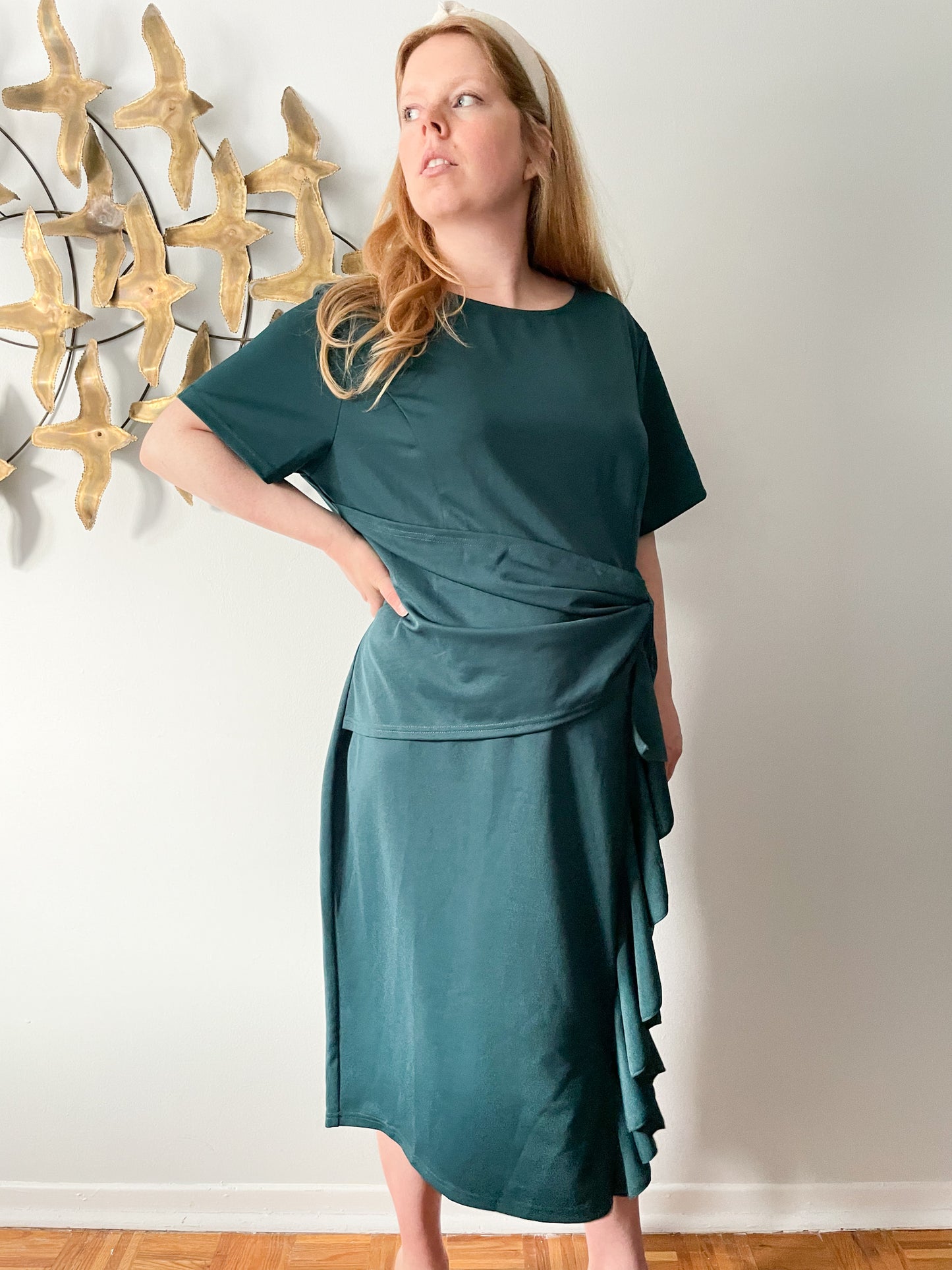 Hannah Nicole Teal Wrap Style Dress with Bow NWT - Size 20