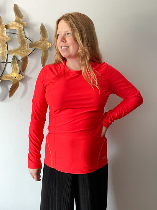 Running Room Red Fit Wear Long Sleeve Reflective Workout Top - Large