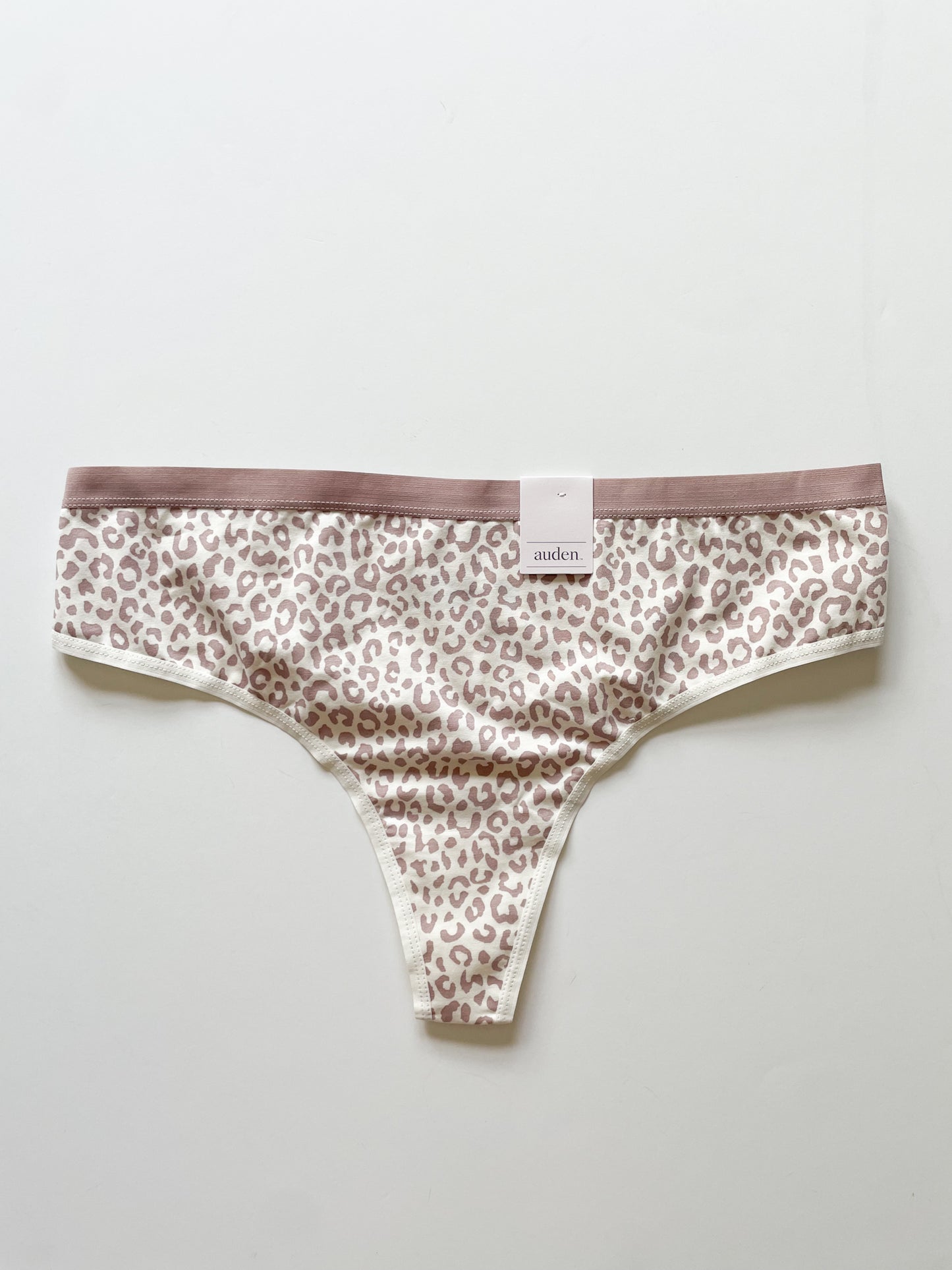 Auden Dusty Rose Leopard Cotton Thong Underwear NWT - XL