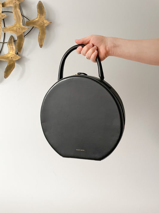 Mansur Gavriel Black Genuine Leather Circle Top Handle Bag
