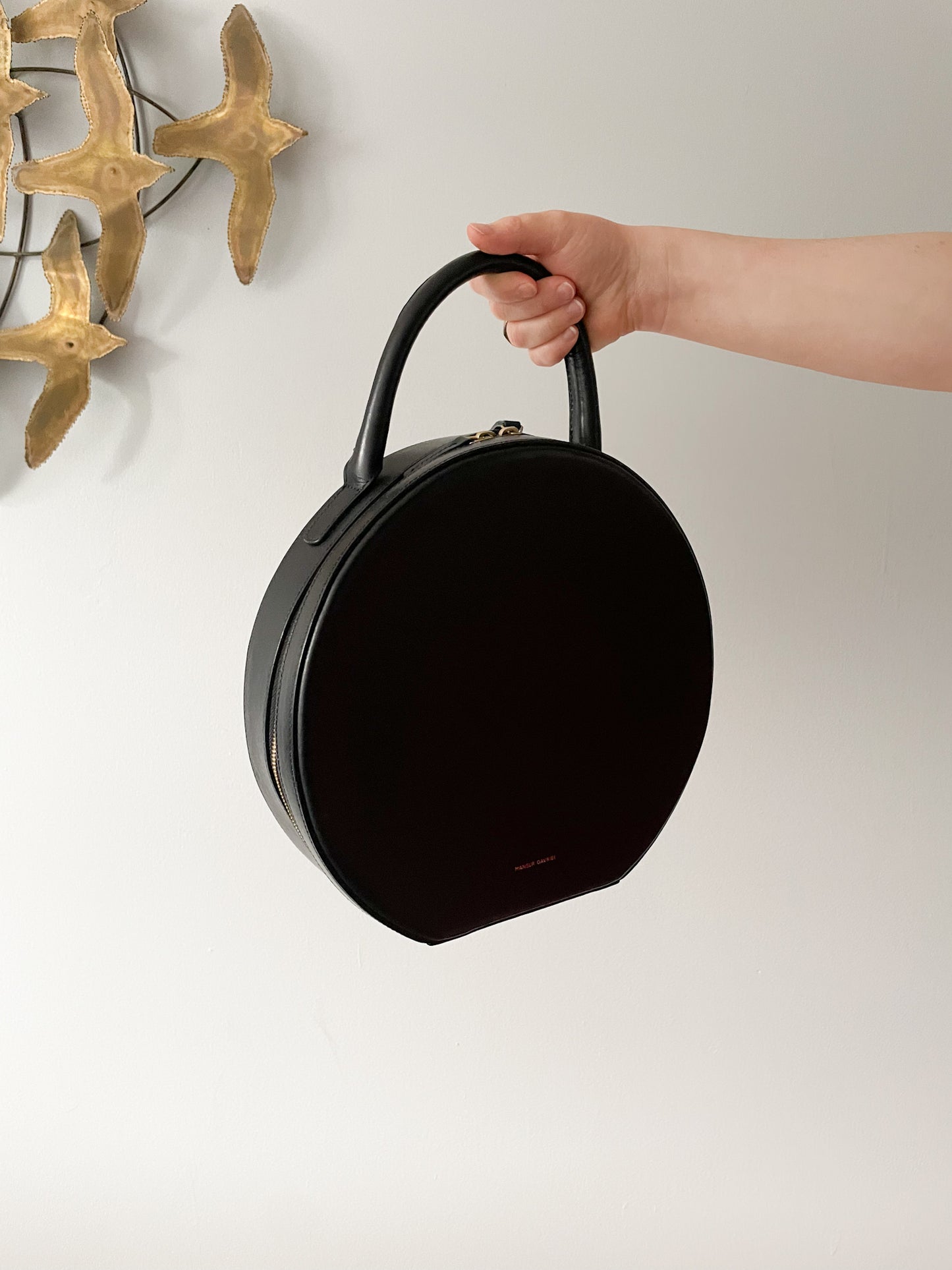 Mansur Gavriel Black Genuine Leather Circle Handle Bag