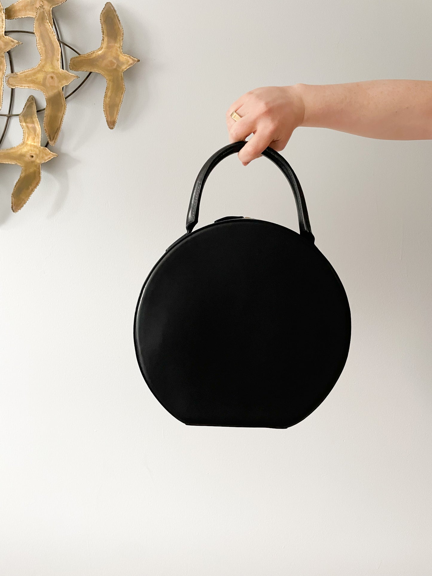 Mansur Gavriel Black Genuine Leather Circle Handle Bag
