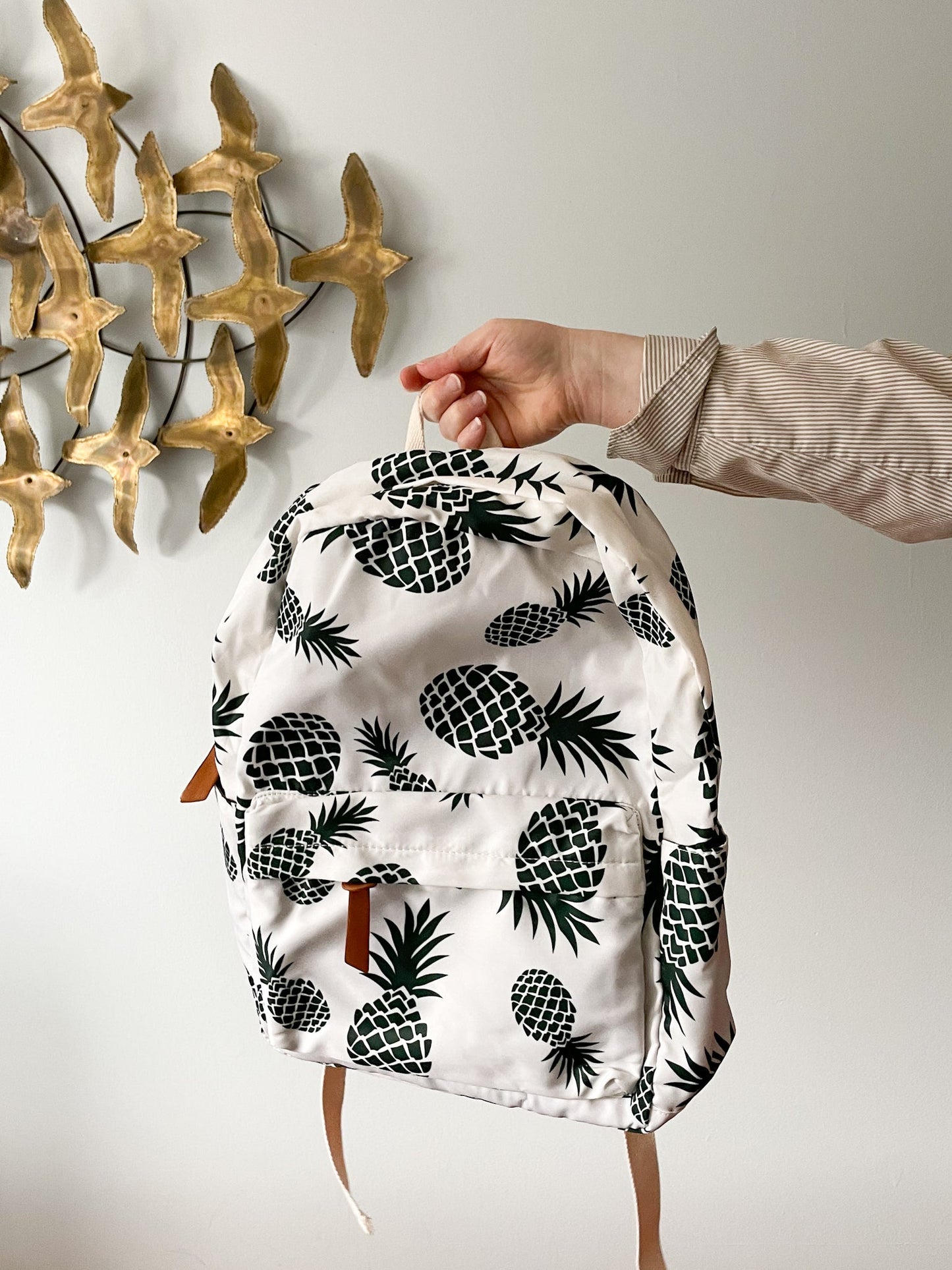 White Pineapple Print Backpack