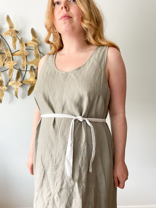 White 1" Wide Fabric Tie Belt - S/M/L