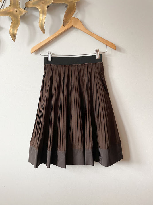 Lida Baday Brown Pleated High Waist A-Line Skirt - Size 2