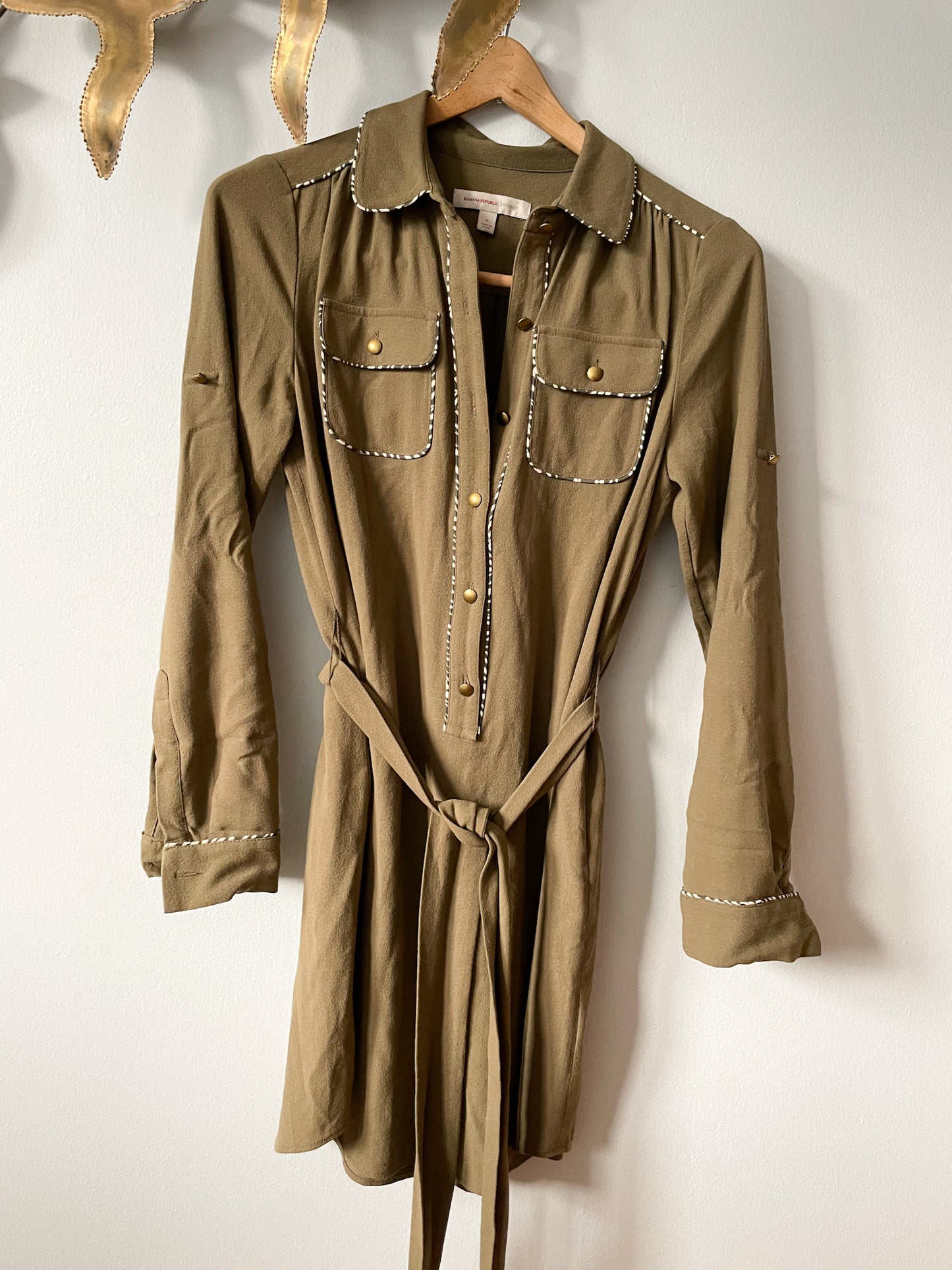 banana republic olive green dress Stretch-Satin Cross-Back Maxi Dress