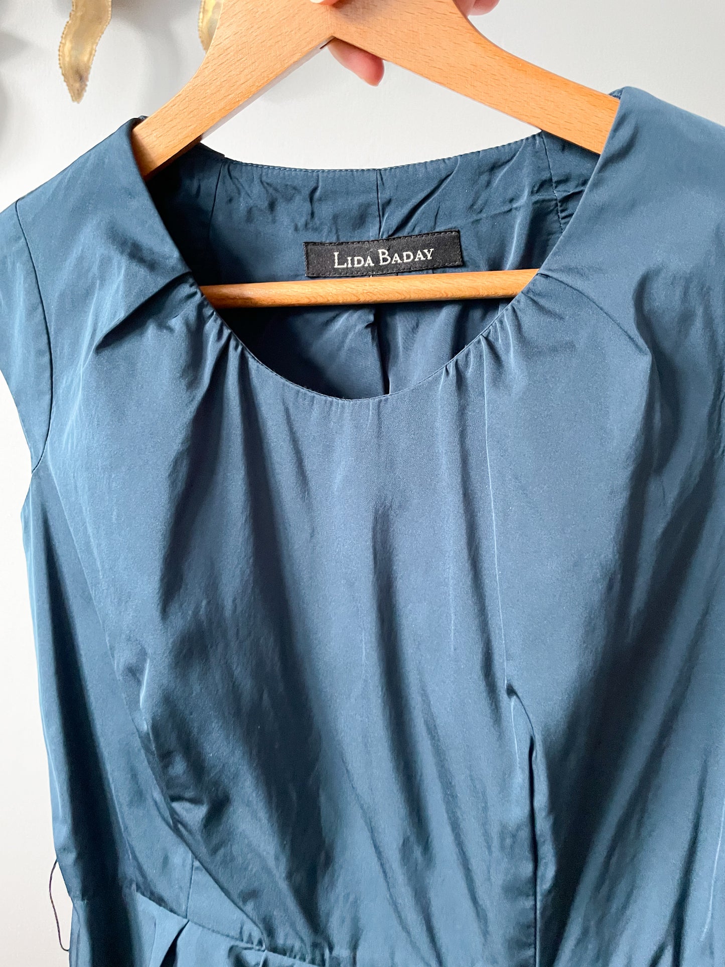 Lida Baday Dark Teal Blue Silk Lined Sheath Dress - Size 2