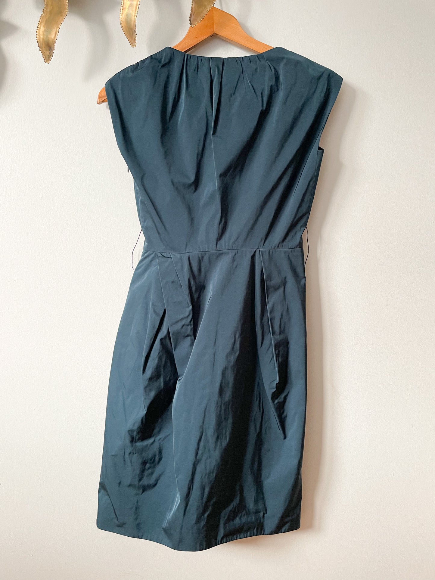 Lida Baday Dark Teal Blue Silk Lined Sheath Dress - Size 2