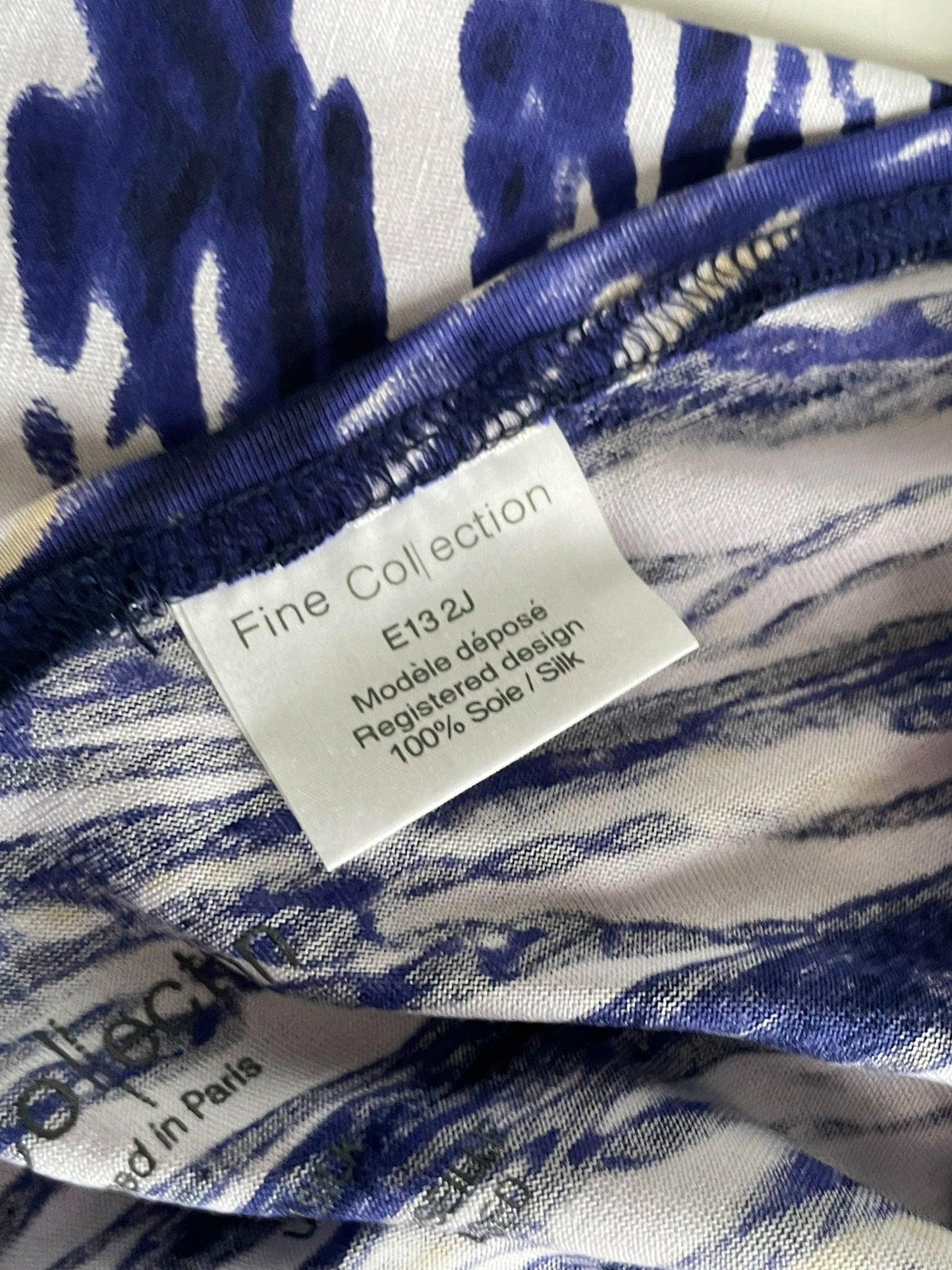 Fine Collection Blue and White 100% Silk Scarf Designed in Paris NWT